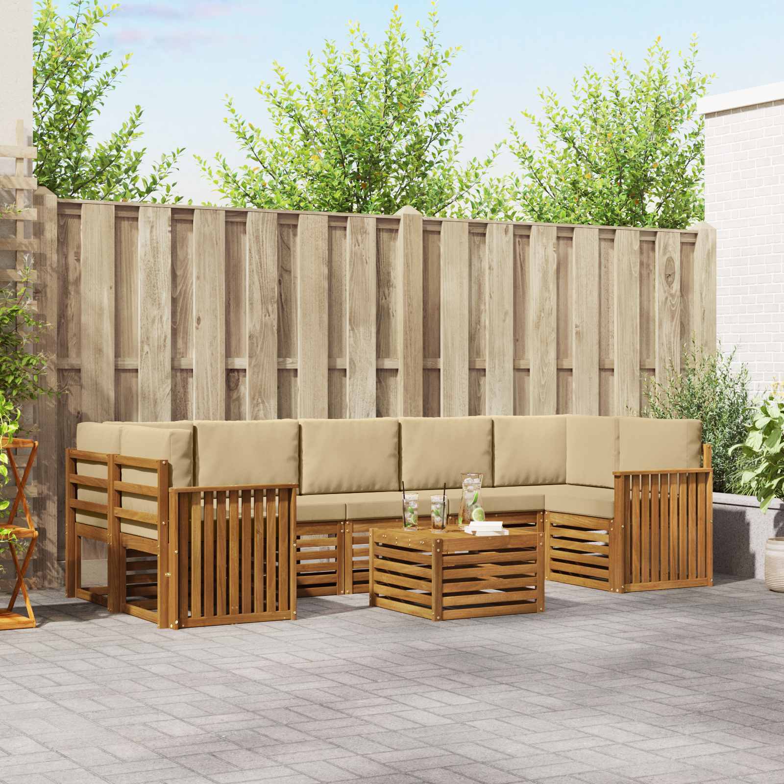 vidaXL Sofa-Sets 8 pcs Naturel Massief Acaciahout