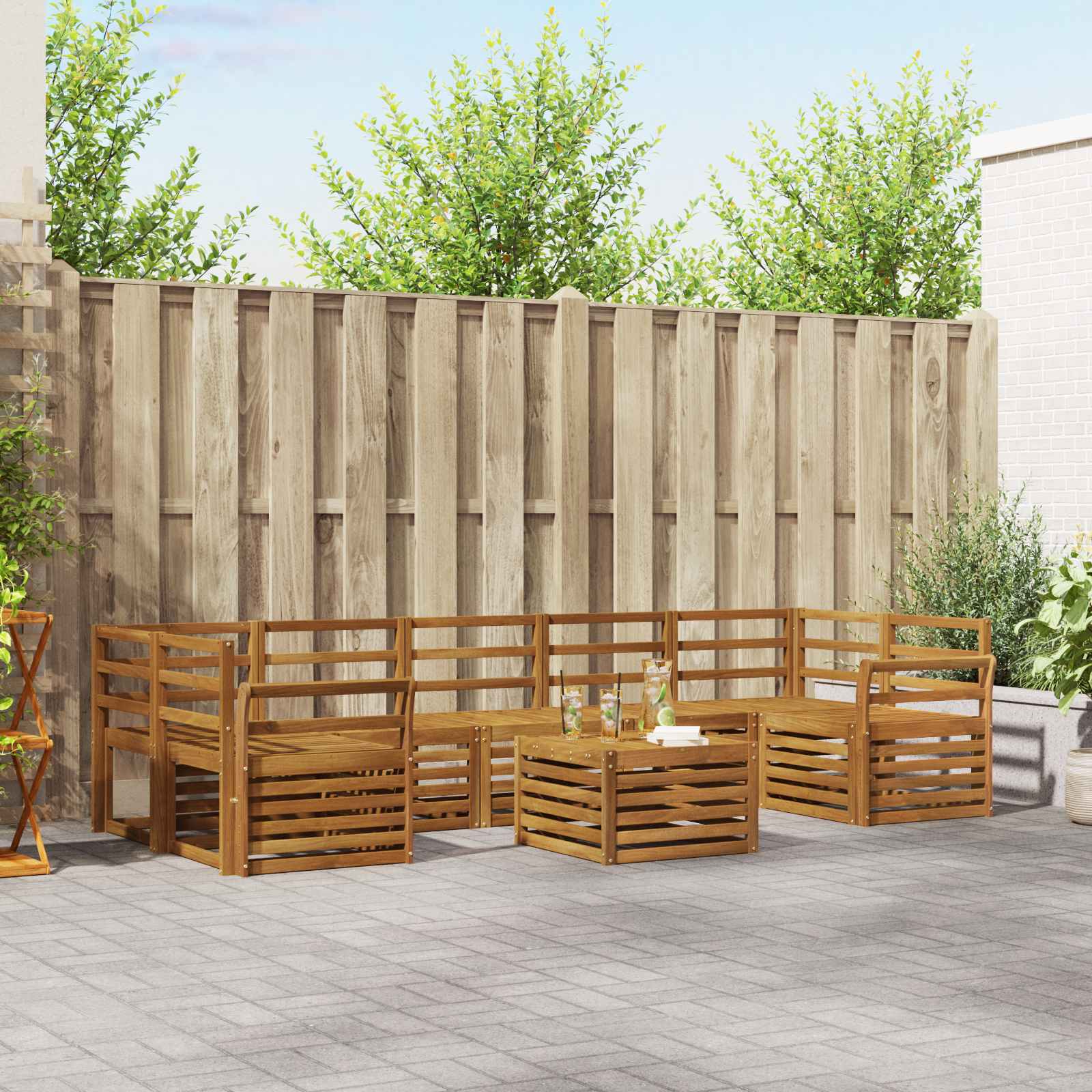 vidaXL Sofa-Sets 8 pcs Naturel Massief Acaciahout