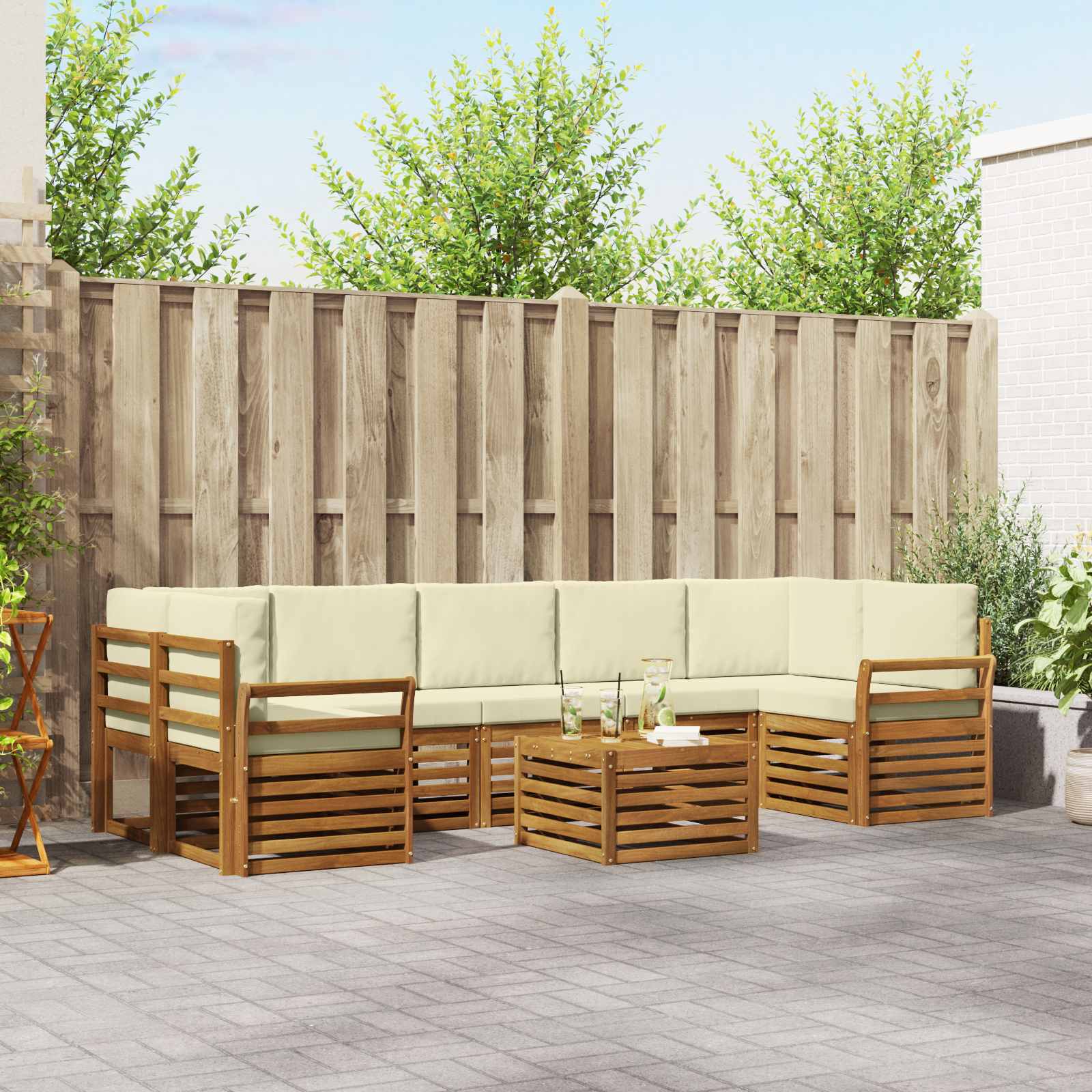 vidaXL Sofa-Sets 8 pcs Naturel Massief Acaciahout