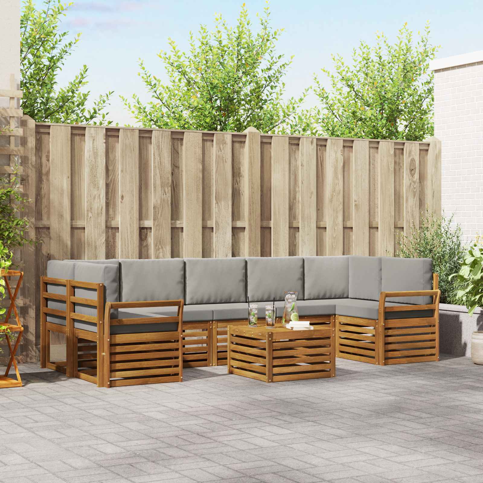 vidaXL Sofa-Sets 8 pcs Naturel Massief Acaciahout