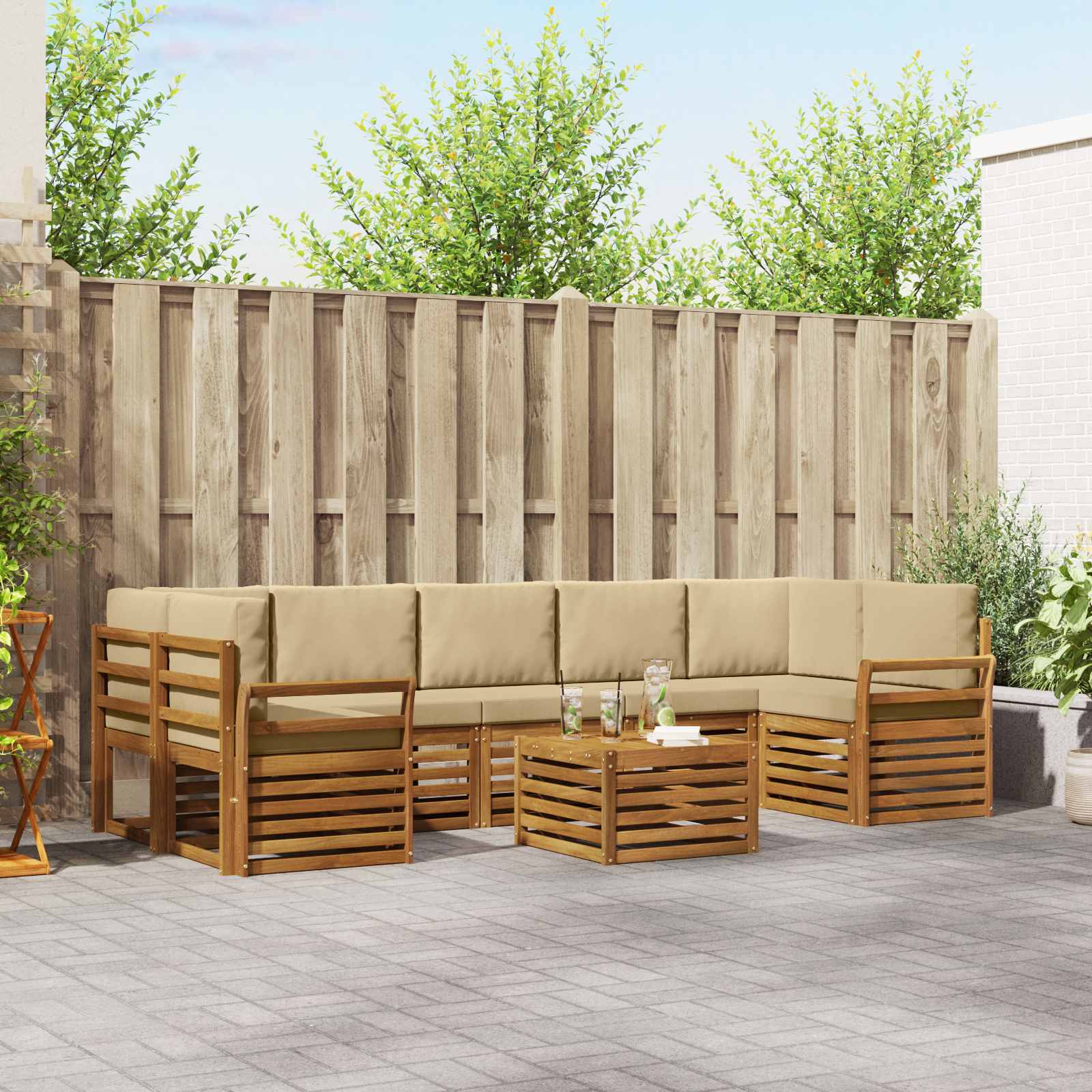 vidaXL Sofa-Sets 8 pcs Naturel Massief Acaciahout