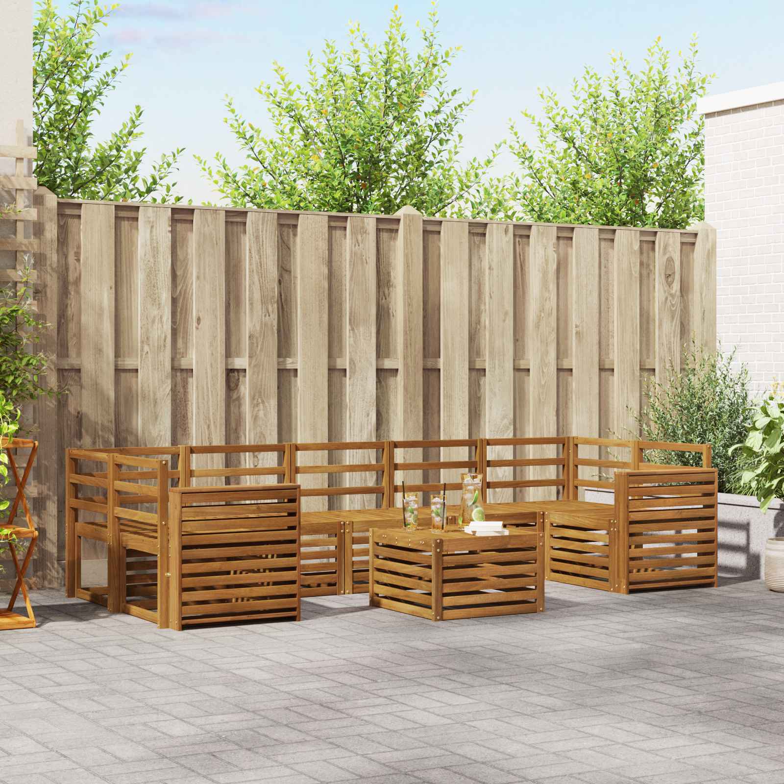 vidaXL Sofa-Sets 8 pcs Naturel Massief Acaciahout