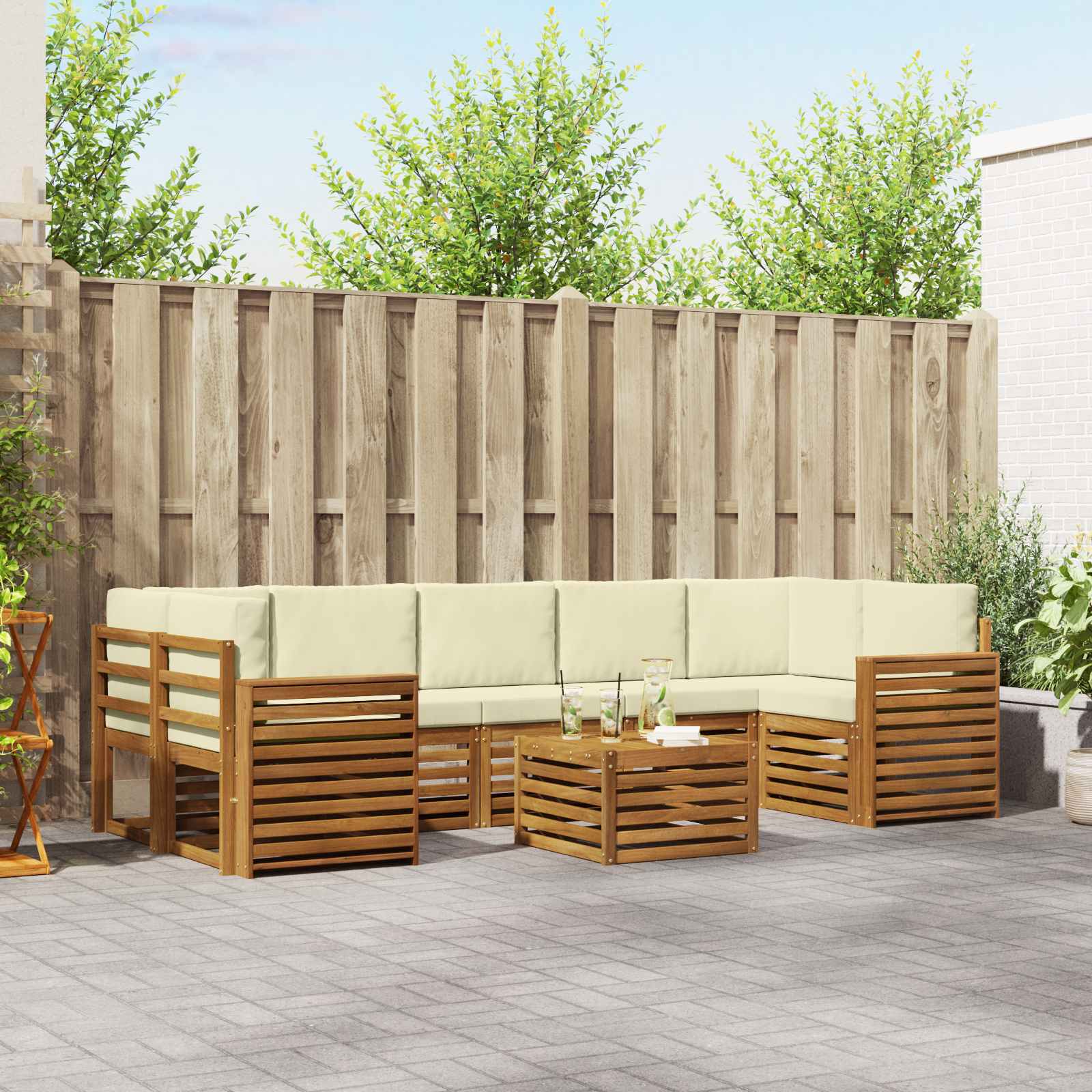 vidaXL Sofa-Sets 8 pcs Naturel Massief Acaciahout