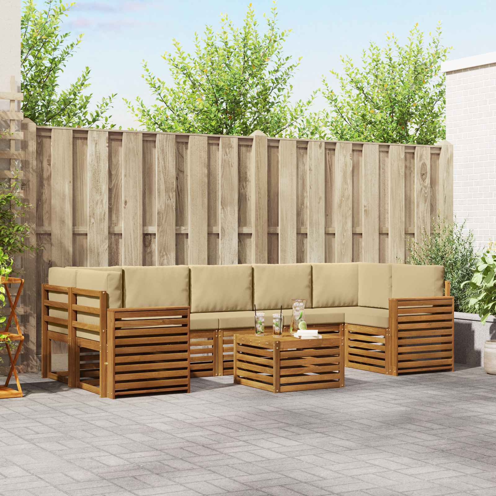 vidaXL Sofa-Sets 8 pcs Naturel Massief Acaciahout