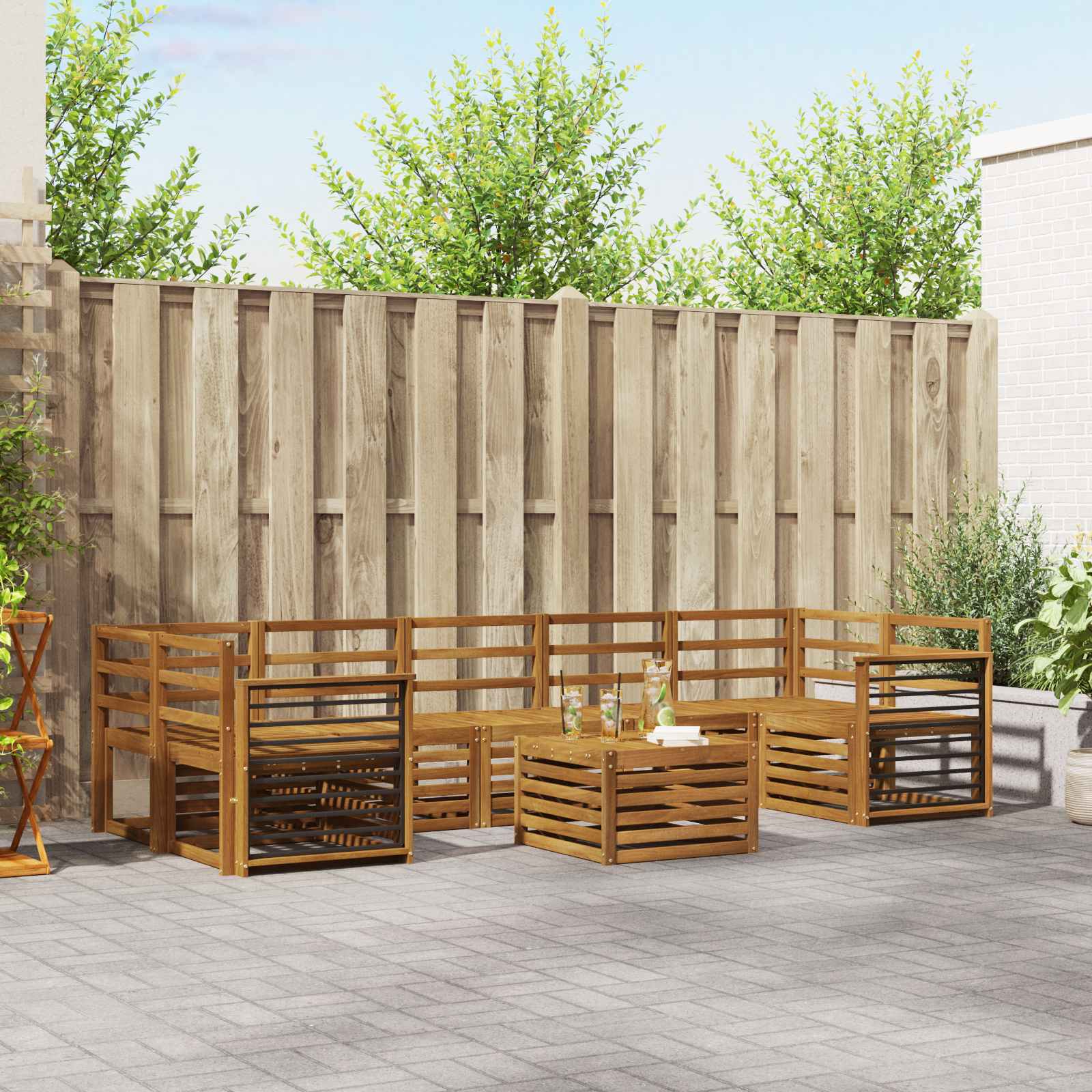 vidaXL Sofa-Sets 8 pcs Naturel Massief Acaciahout