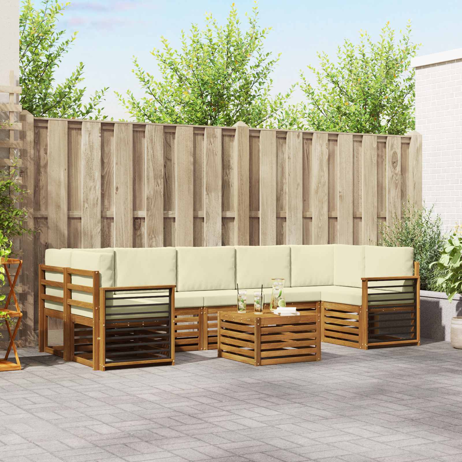 vidaXL Sofa-Sets 8 pcs Naturel Massief Acaciahout