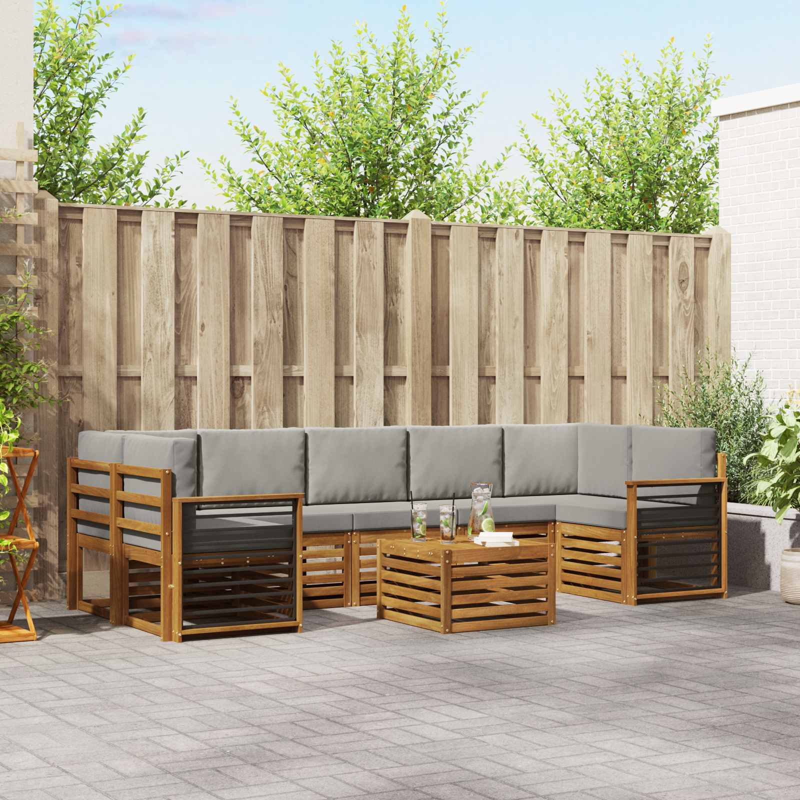 vidaXL Sofa-Sets 8 pcs Naturel Massief Acaciahout