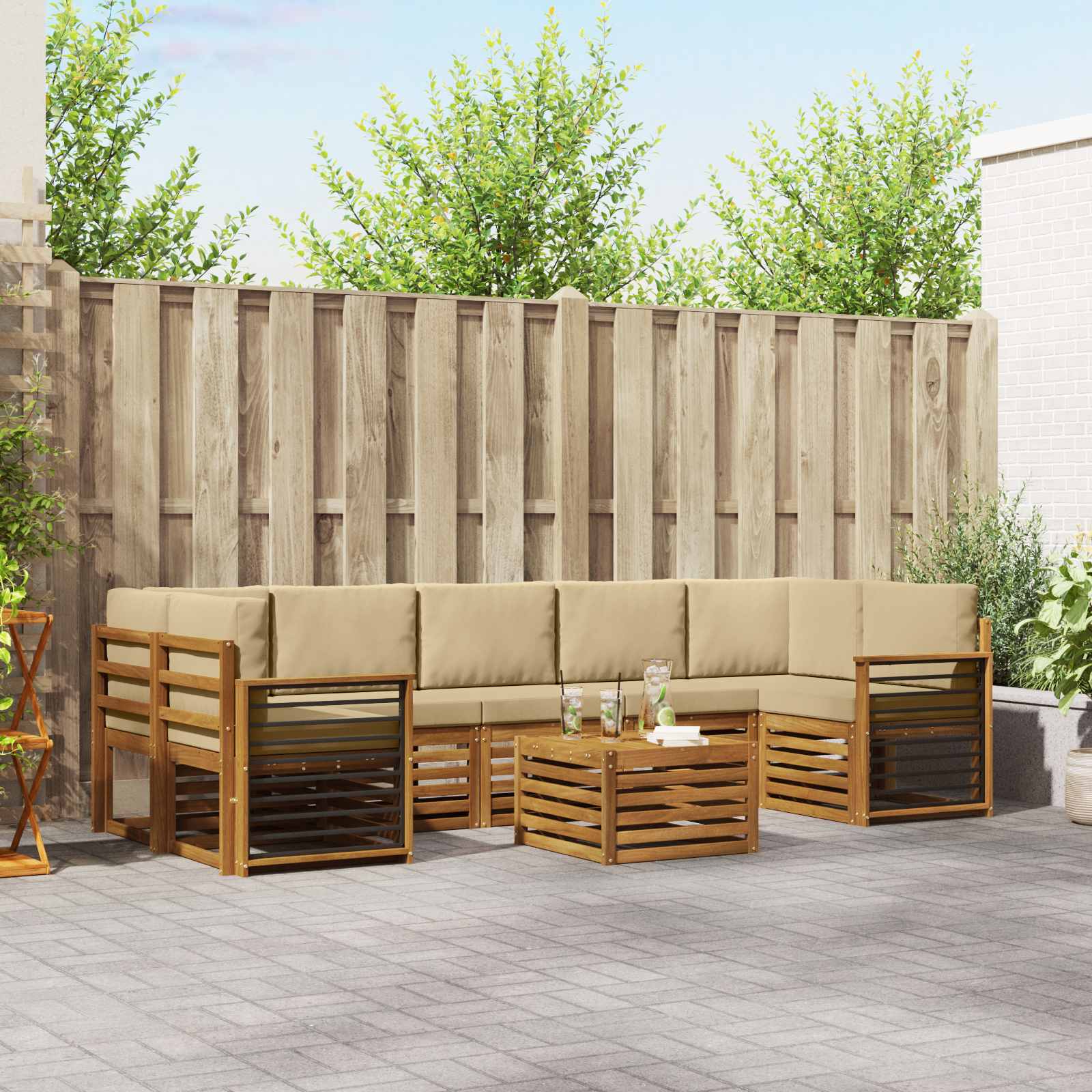 vidaXL Sofa-Sets 8 pcs Naturel Massief Acaciahout