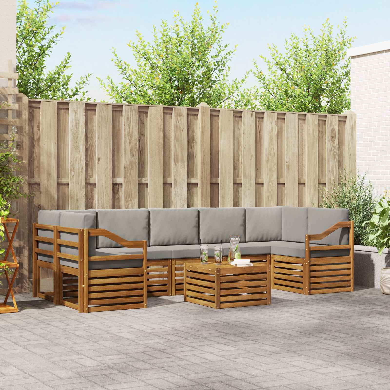 vidaXL Sofa-Sets 8 pcs Naturel Massief Acaciahout