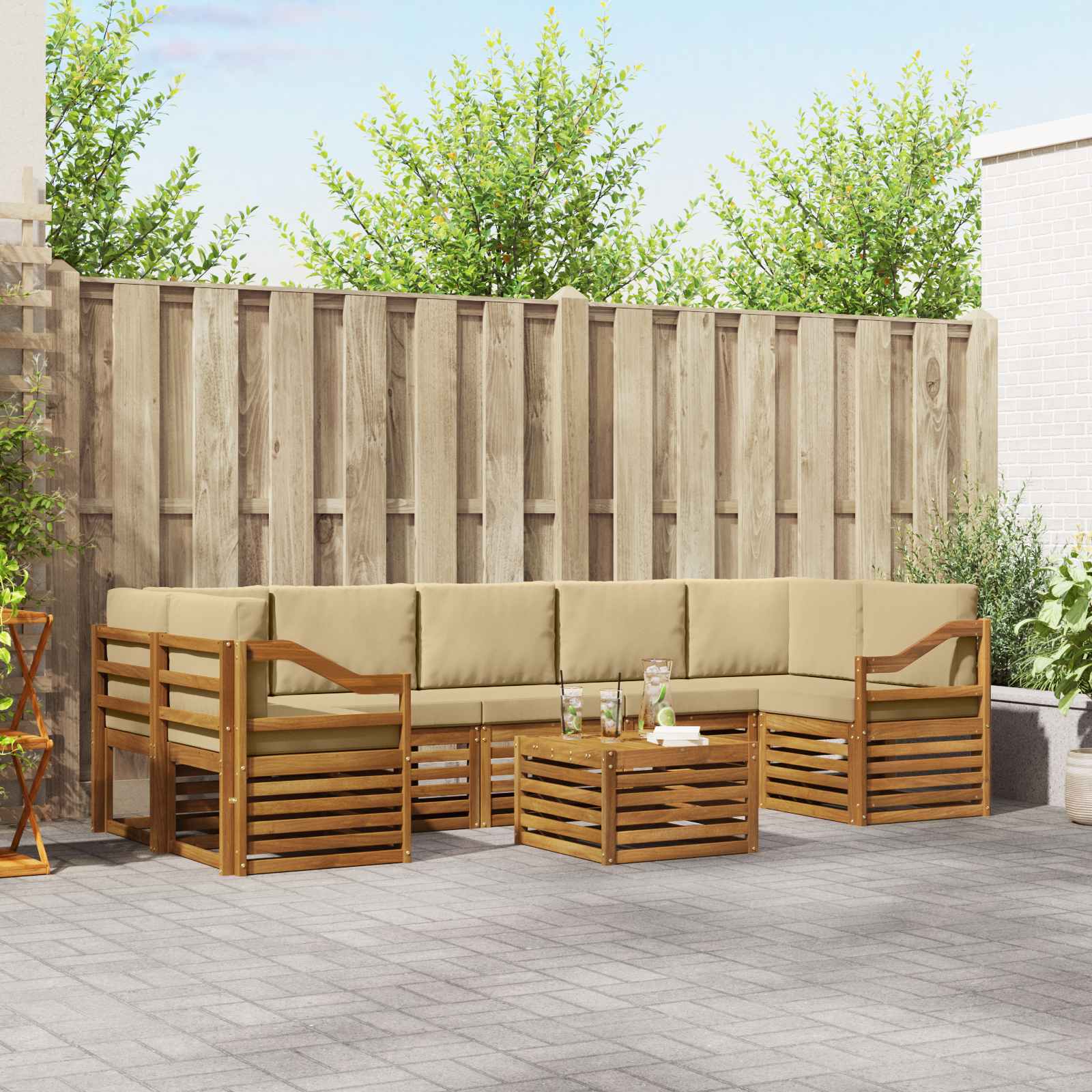 vidaXL Sofa-Sets 8 pcs Naturel Massief Acaciahout