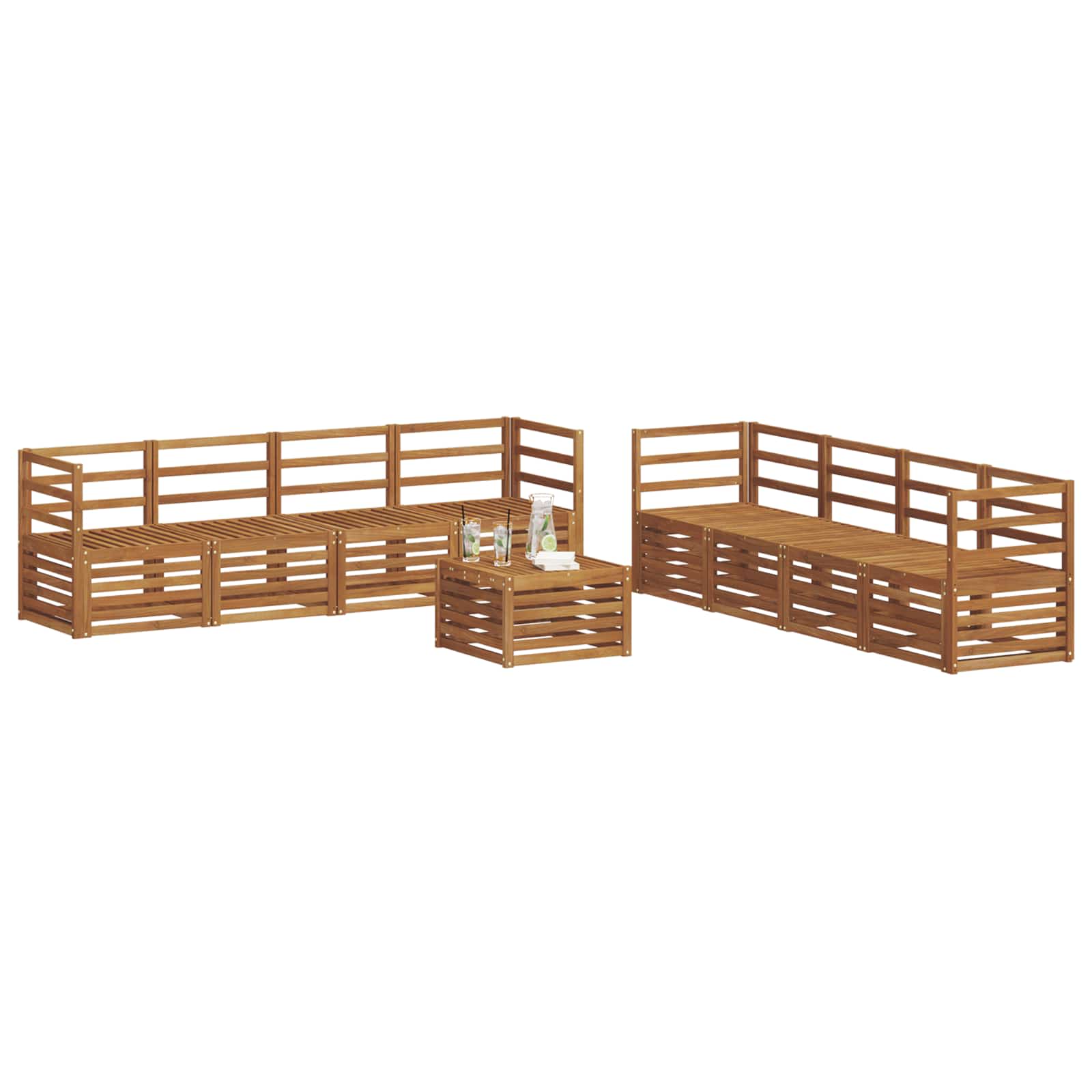 vidaXL Sofa-Sets 9 pcs Naturel Massief Acaciahout