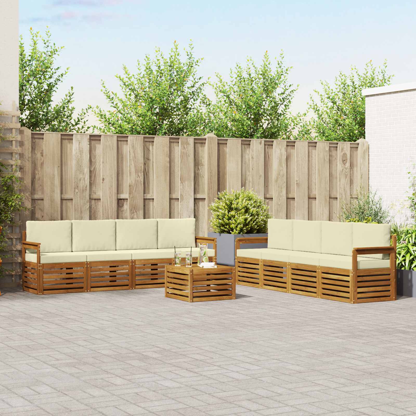 vidaXL Sofa-Sets 9 pcs Naturel Massief Acaciahout