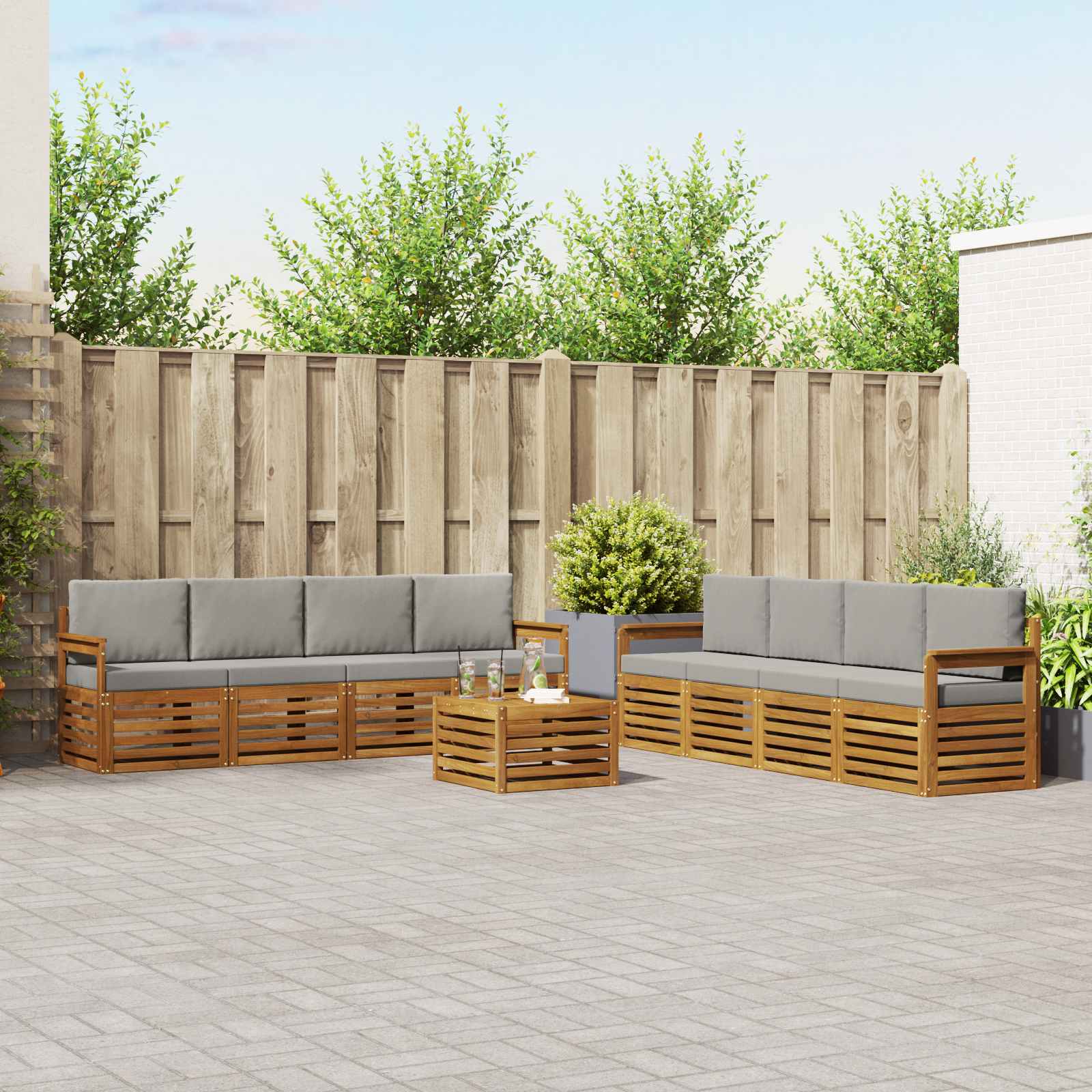 vidaXL Sofa-Sets 9 pcs Naturel Massief Acaciahout