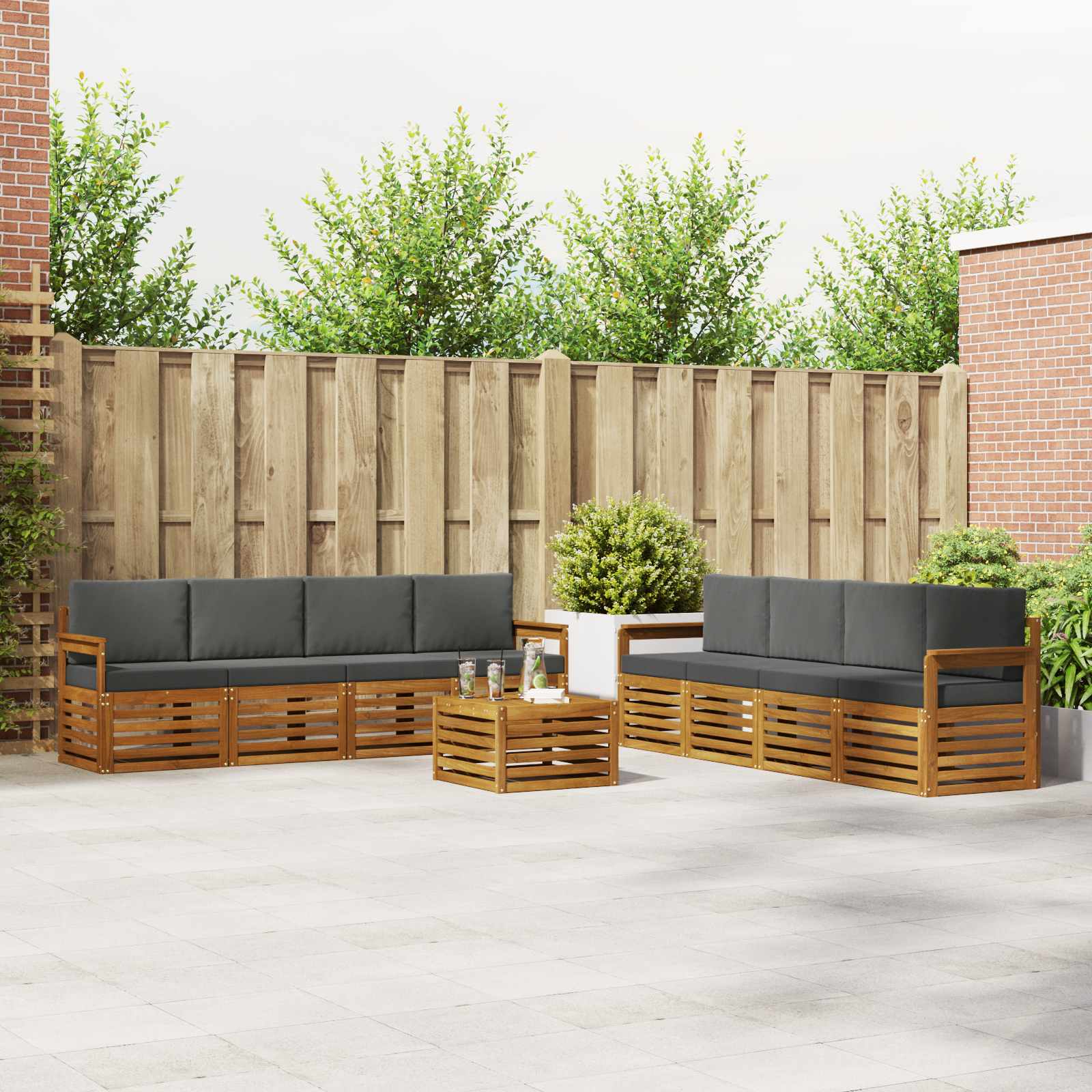 vidaXL Sofa-Sets 9 pcs Naturel Massief Acaciahout