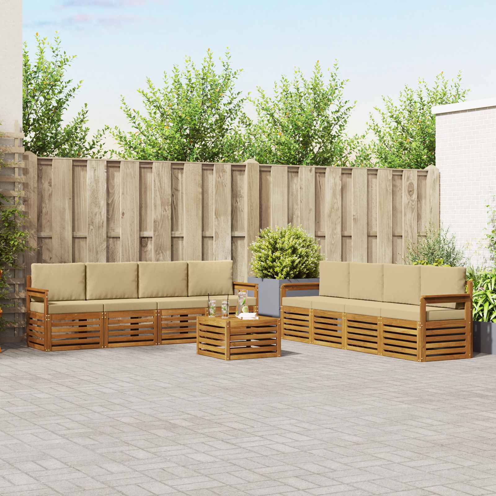 vidaXL Sofa-Sets 9 pcs Naturel Massief Acaciahout