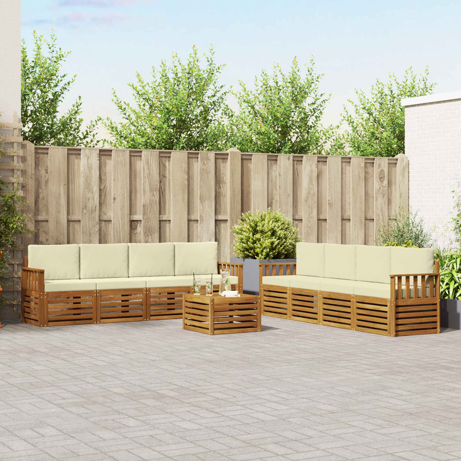 vidaXL Sofa-Sets 9 pcs Naturel Massief Acaciahout