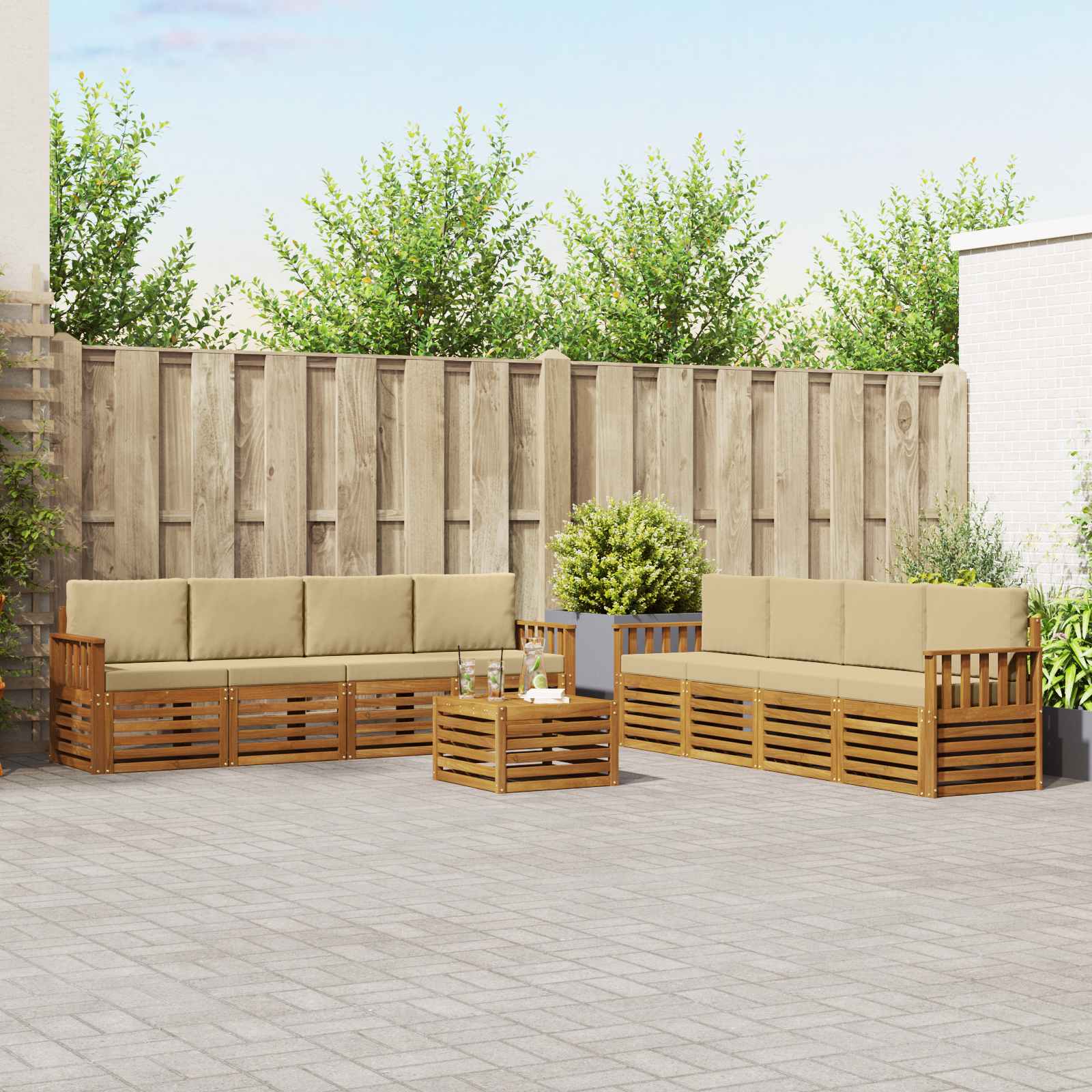 vidaXL Sofa-Sets 9 pcs Naturel Massief Acaciahout