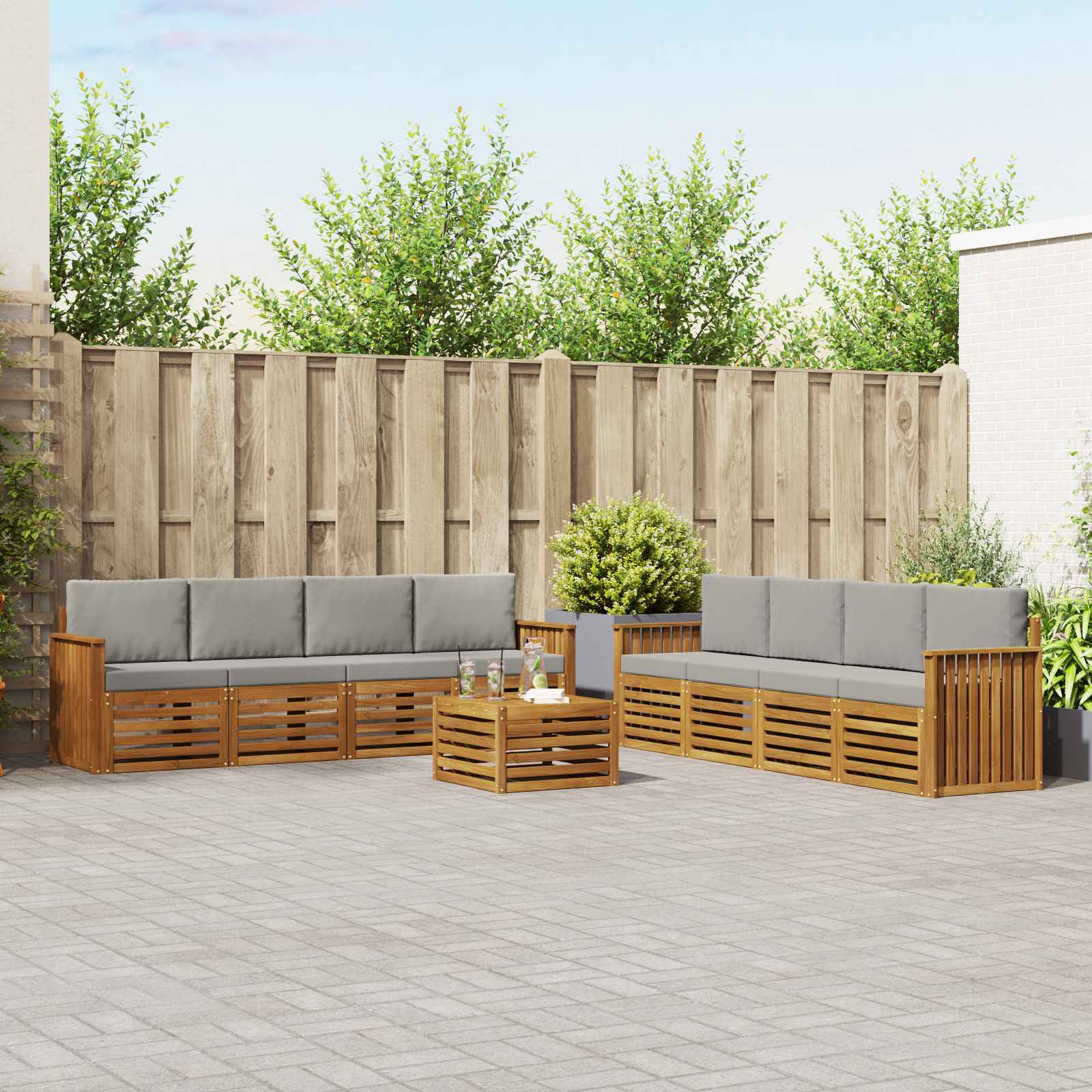 vidaXL Sofa-Sets 9 pcs Naturel Massief Acaciahout