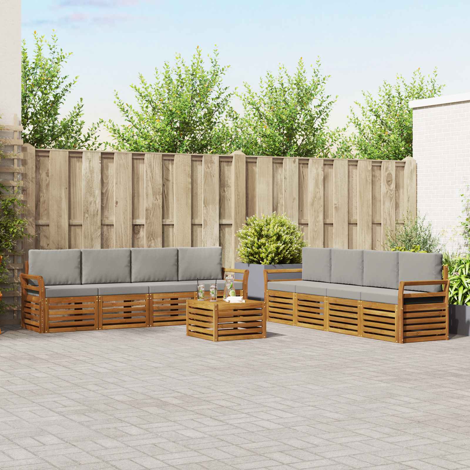 vidaXL Sofa-Sets 9 pcs Naturel Massief Acaciahout