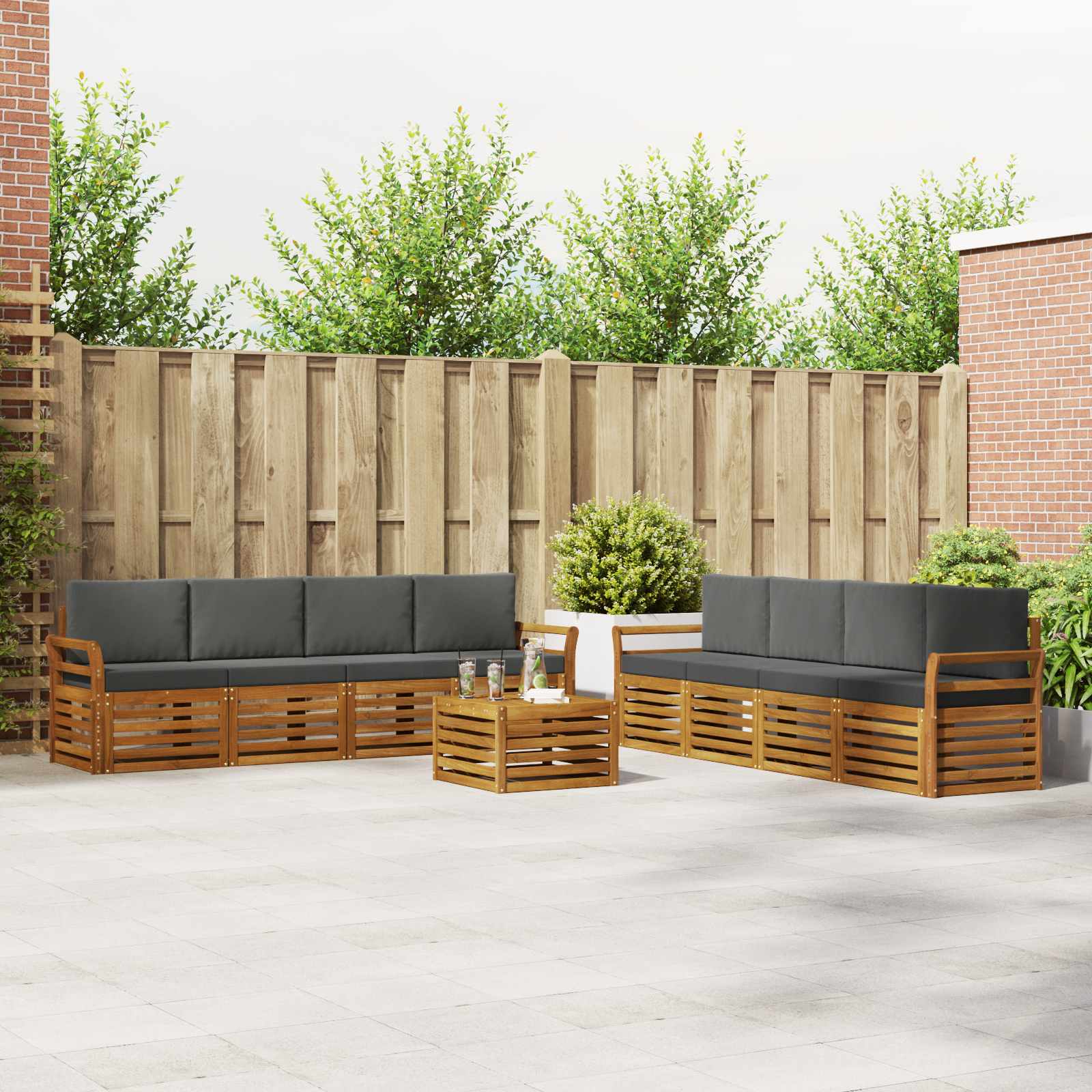 vidaXL Sofa-Sets 9 pcs Naturel Massief Acaciahout