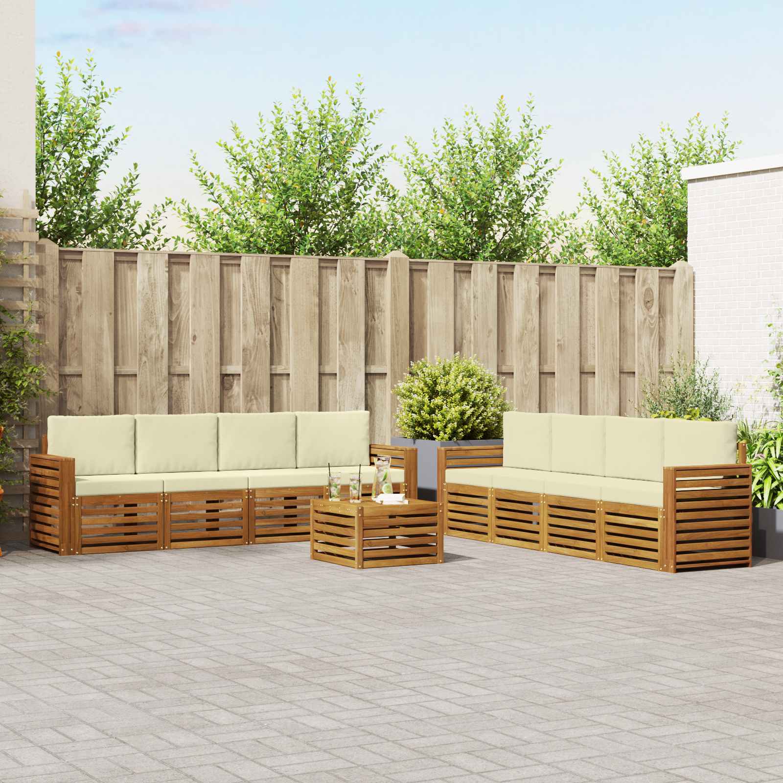 vidaXL Sofa-Sets 9 pcs Naturel Massief Acaciahout