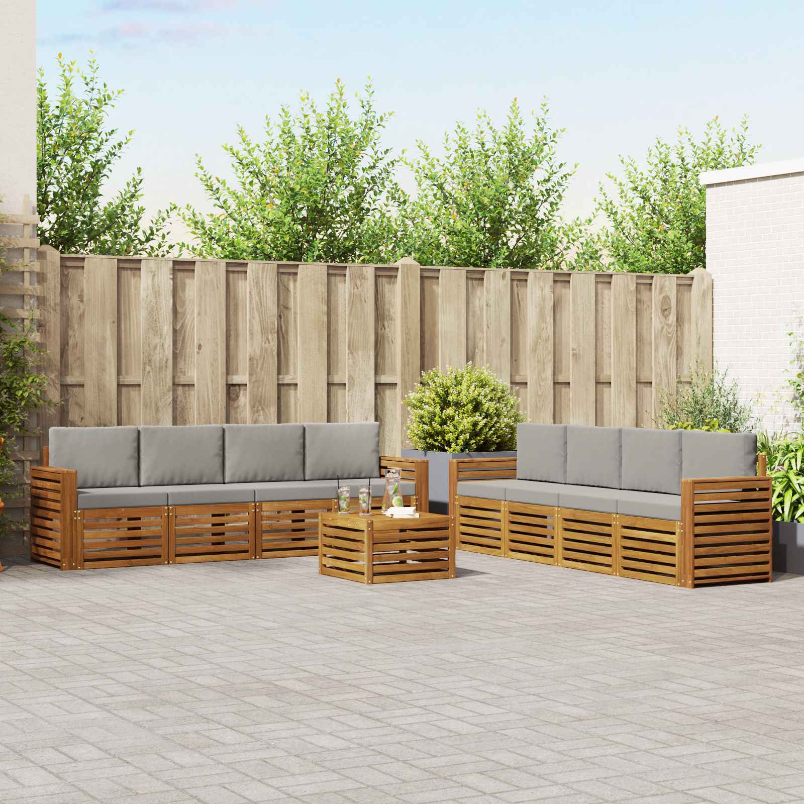 vidaXL Sofa-Sets 9 pcs Naturel Massief Acaciahout