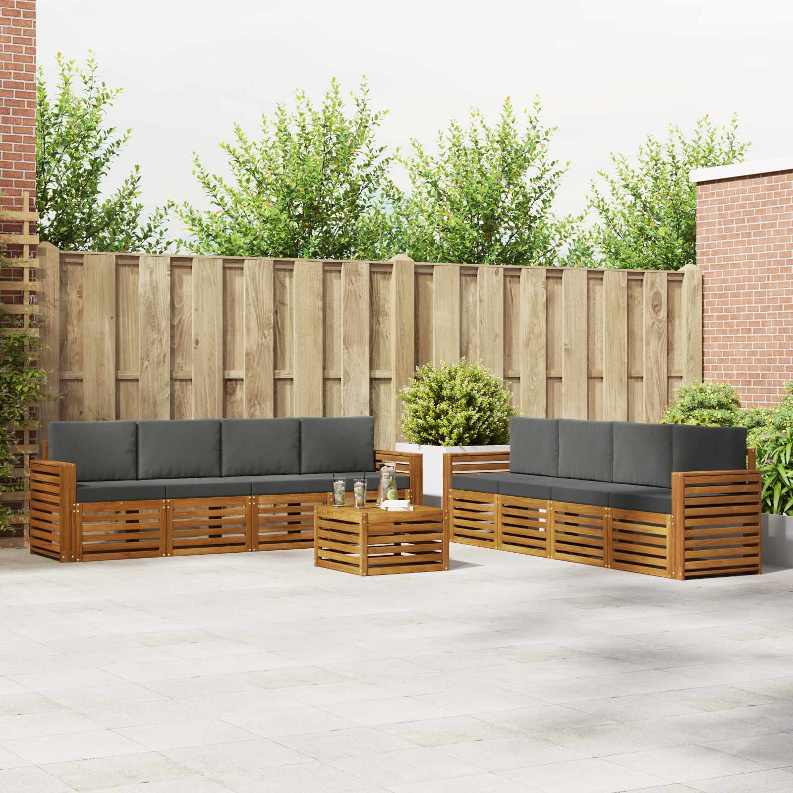 vidaXL Sofa-Sets 9 pcs Naturel Massief Acaciahout