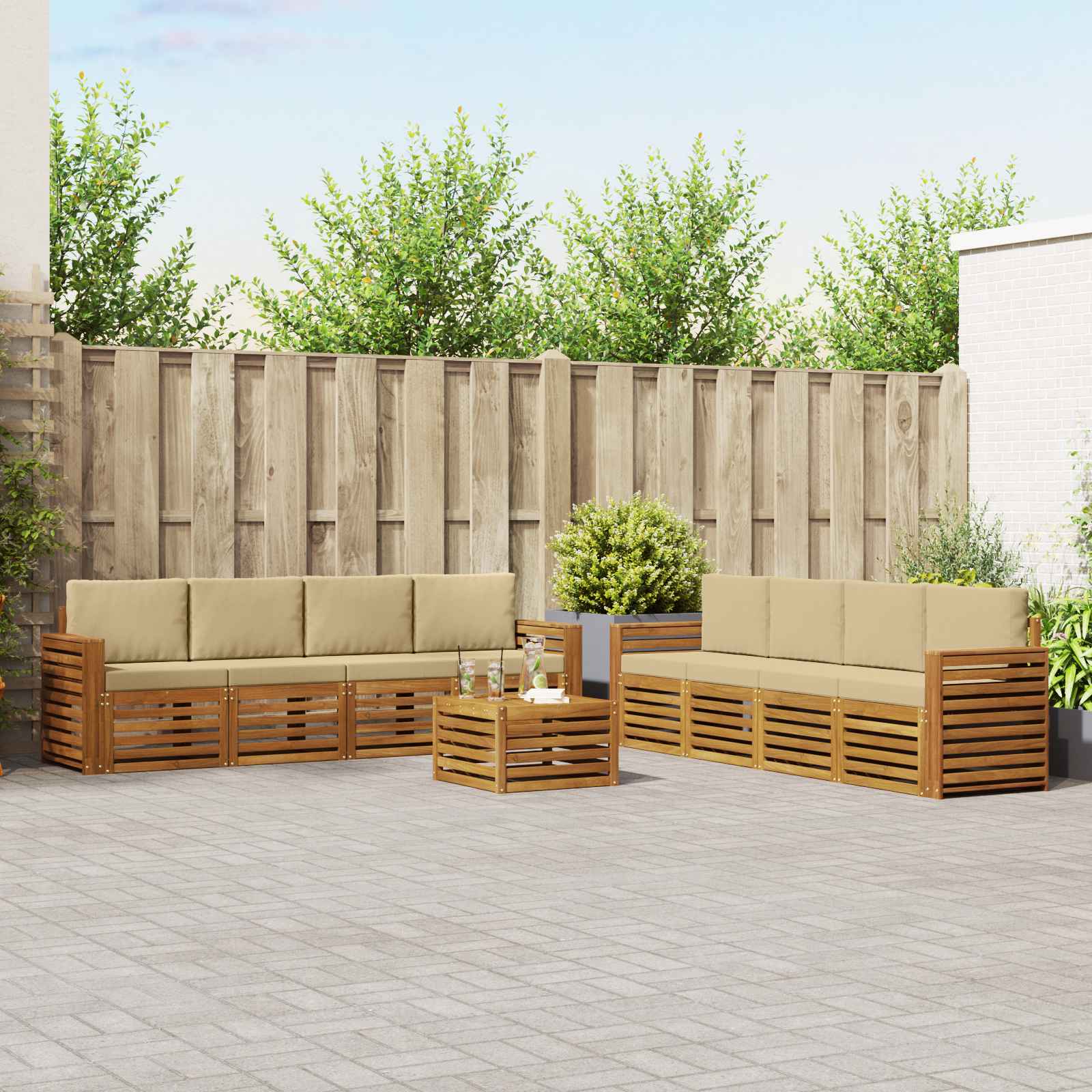 vidaXL Sofa-Sets 9 pcs Naturel Massief Acaciahout