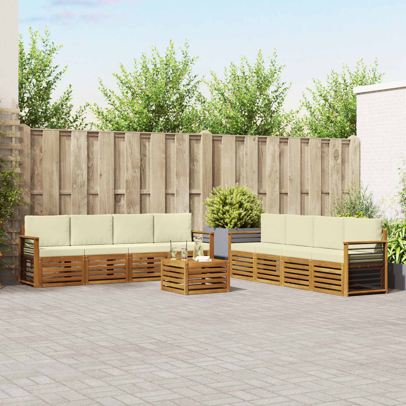 vidaXL Sofa-Sets 9 pcs Naturel Massief Acaciahout