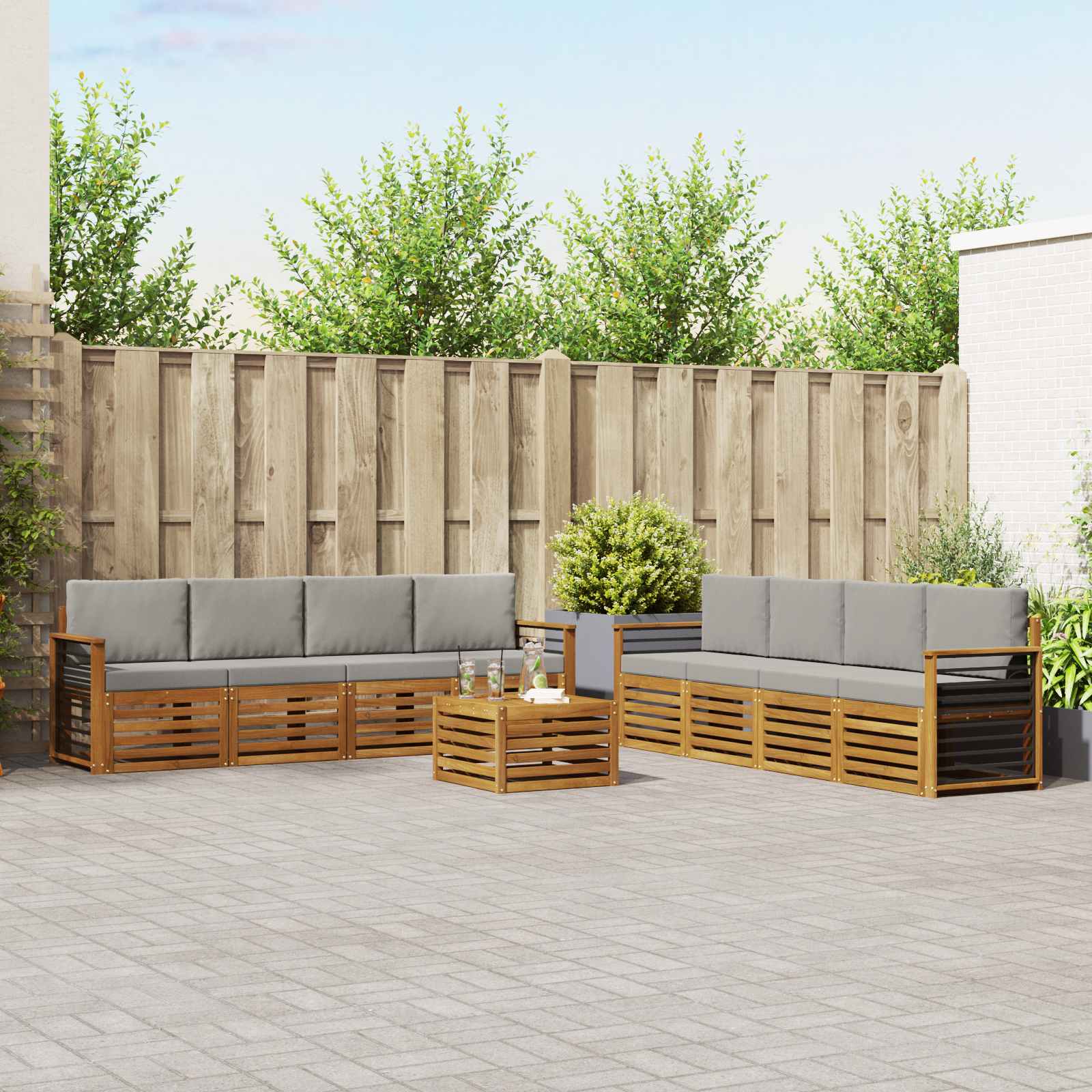 vidaXL Sofa-Sets 9 pcs Naturel Massief Acaciahout