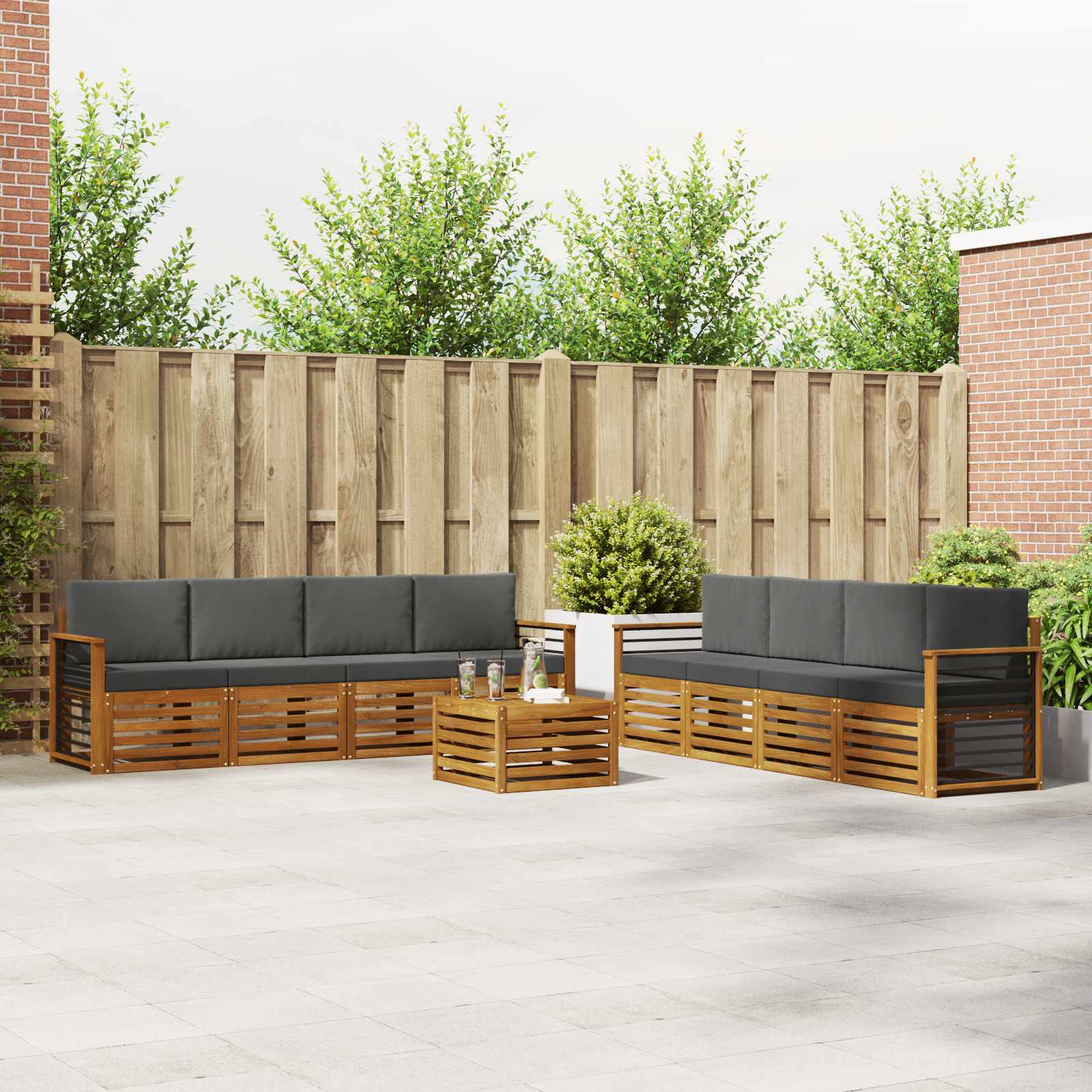 vidaXL Sofa-Sets 9 pcs Naturel Massief Acaciahout