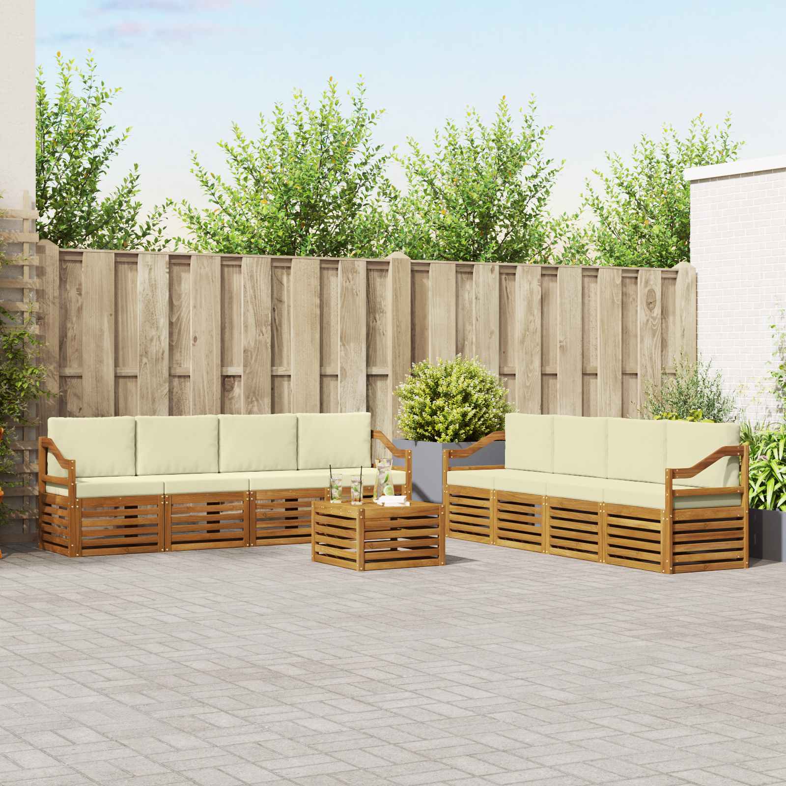 vidaXL Sofa-Sets 9 pcs Naturel Massief Acaciahout