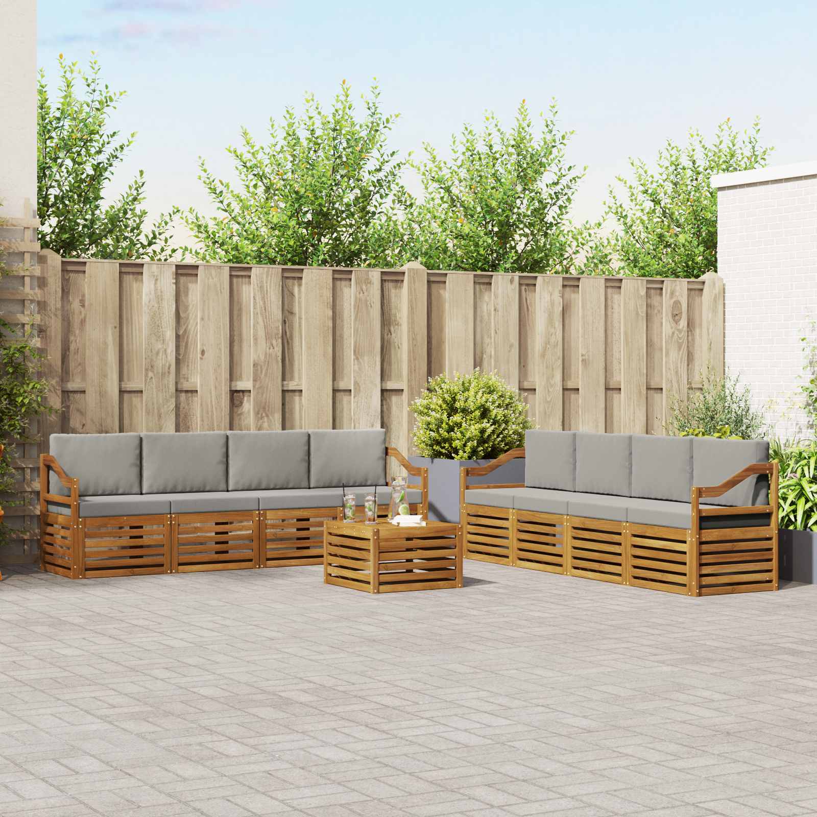 vidaXL Sofa-Sets 9 pcs Naturel Massief Acaciahout