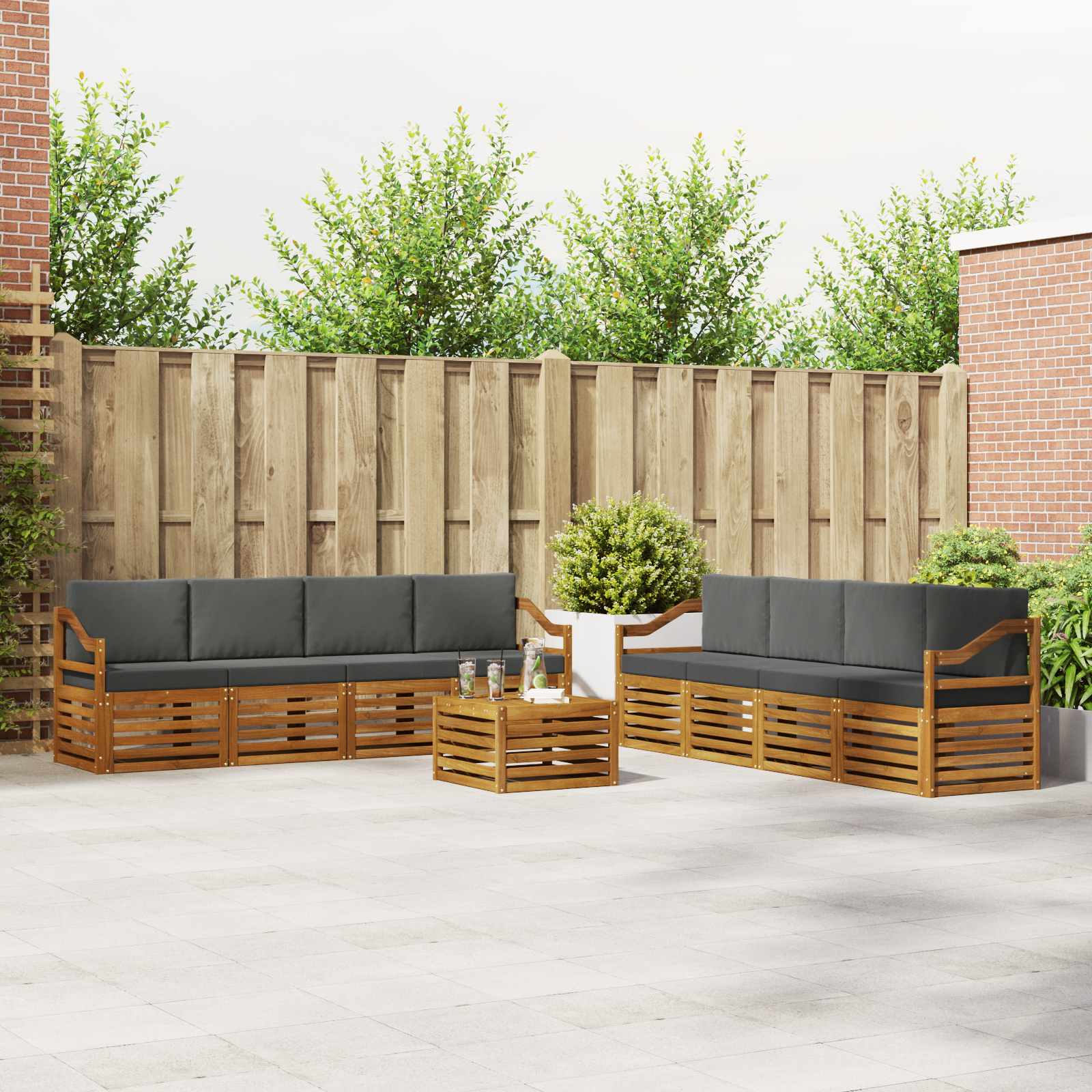 vidaXL Sofa-Sets 9 pcs Naturel Massief Acaciahout