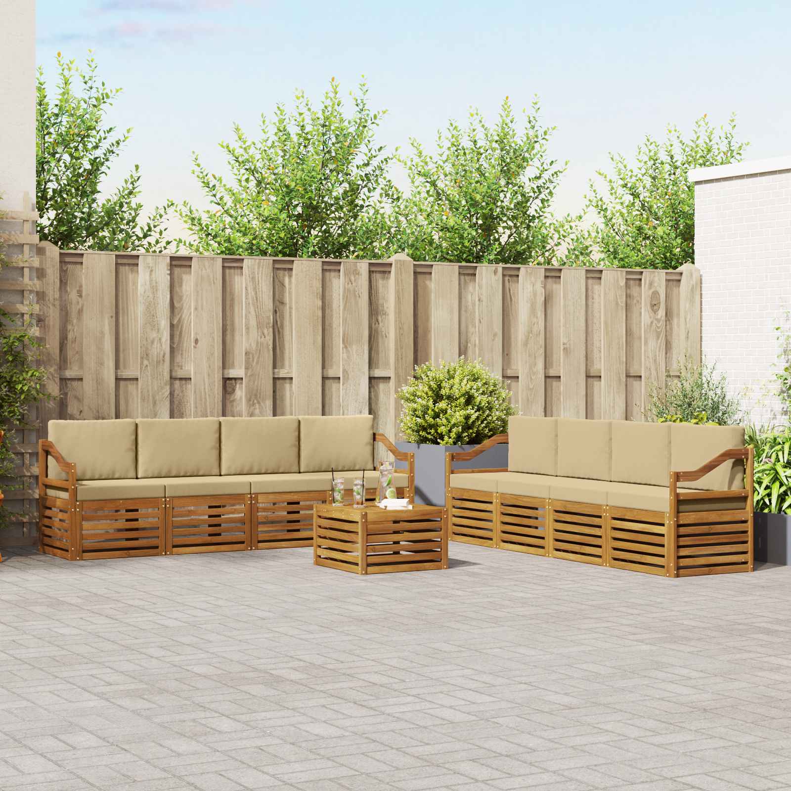 vidaXL Sofa-Sets 9 pcs Naturel Massief Acaciahout