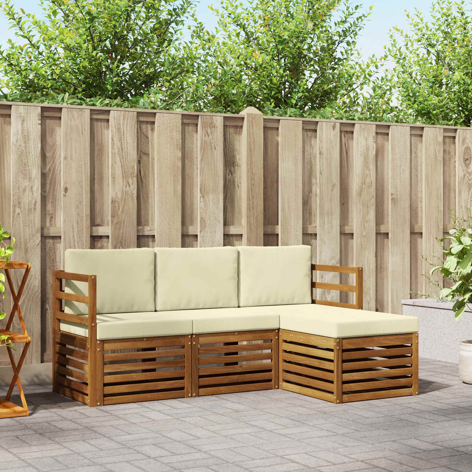 vidaXL Sofa-Sets 4 pcs Naturel Massief Acaciahout