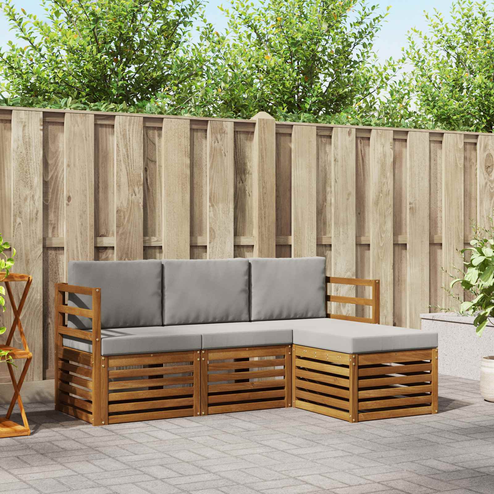 vidaXL Sofa-Sets 4 pcs Naturel Massief Acaciahout
