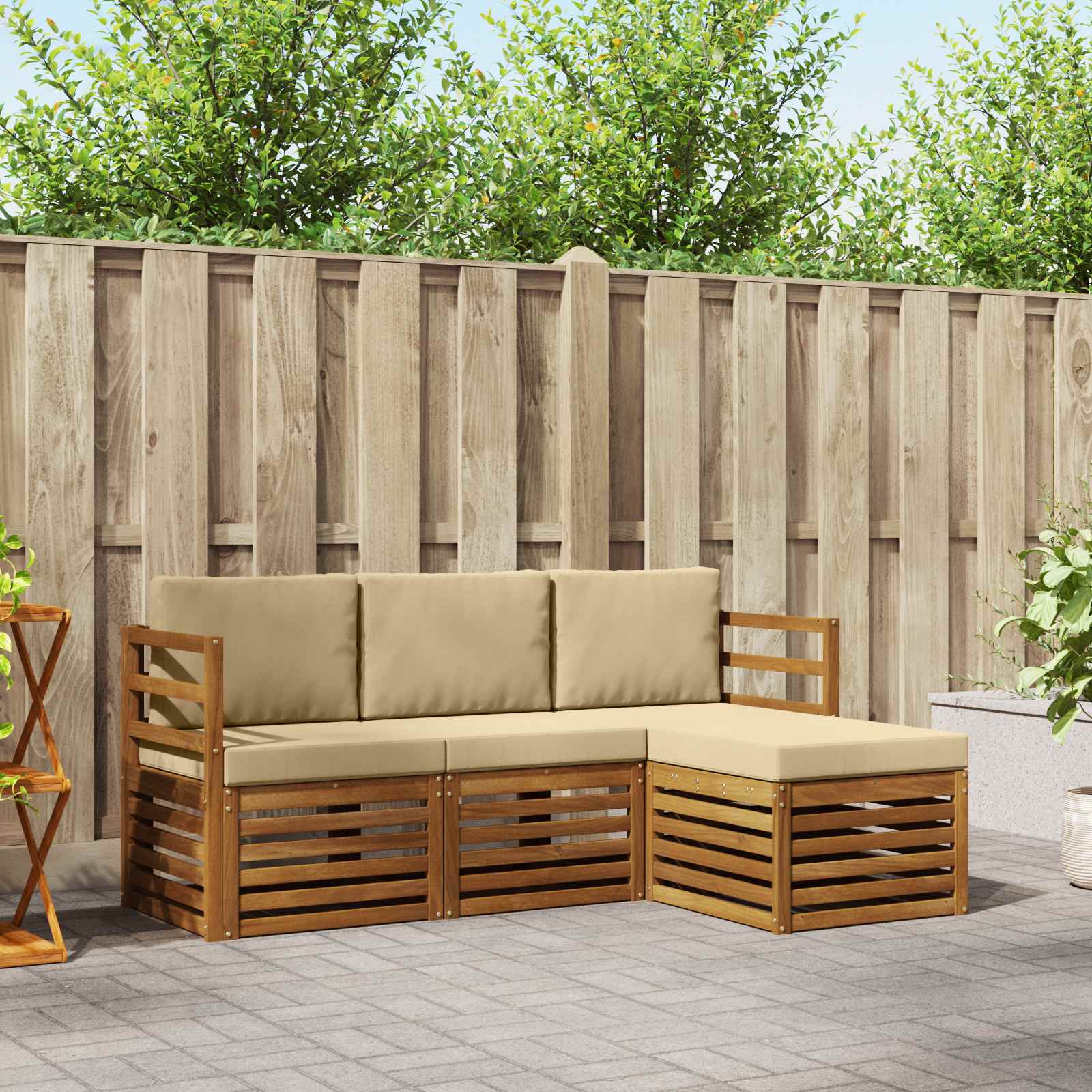 vidaXL Sofa-Sets 4 pcs Naturel Massief Acaciahout