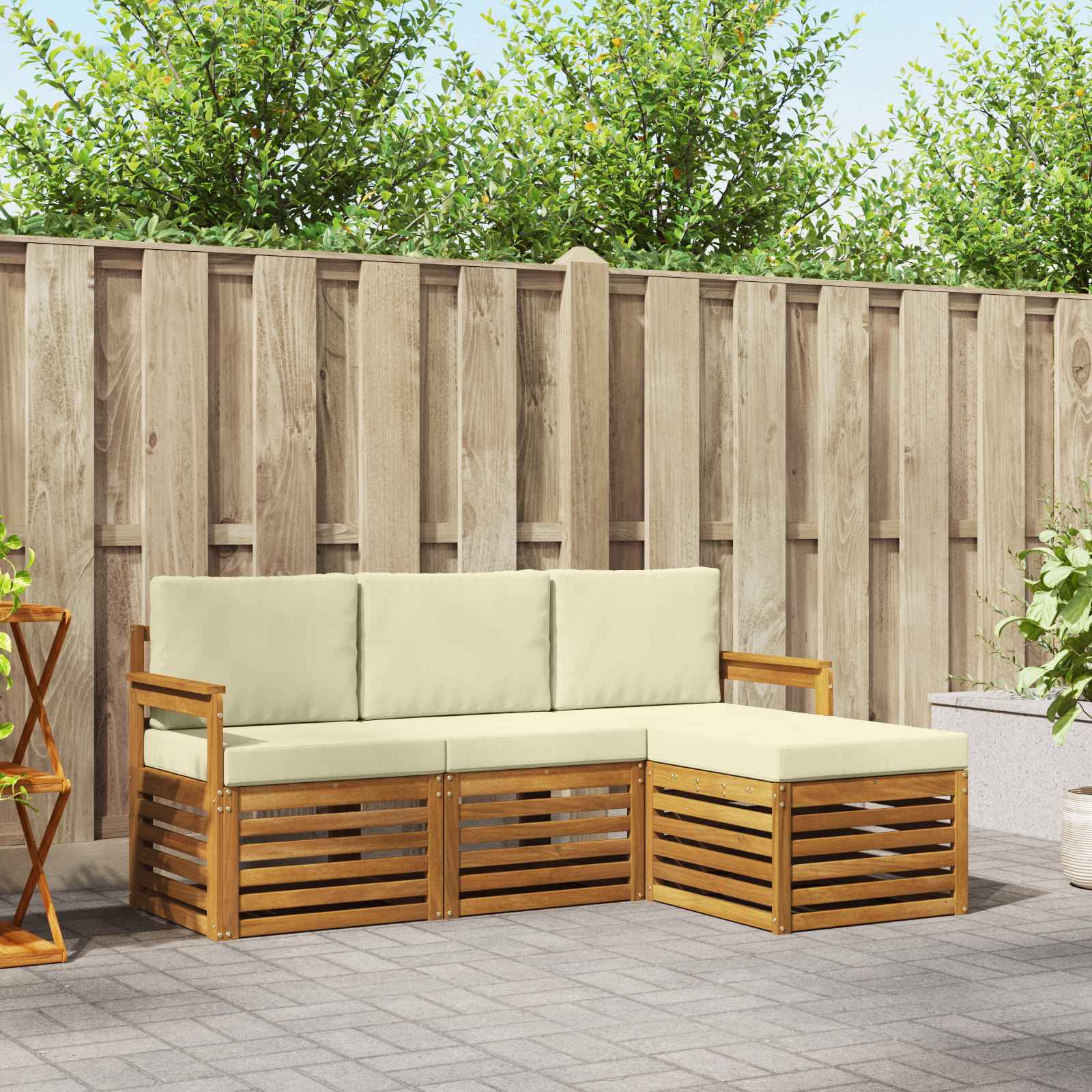 vidaXL Sofa-Sets 4 pcs Naturel Massief Acaciahout