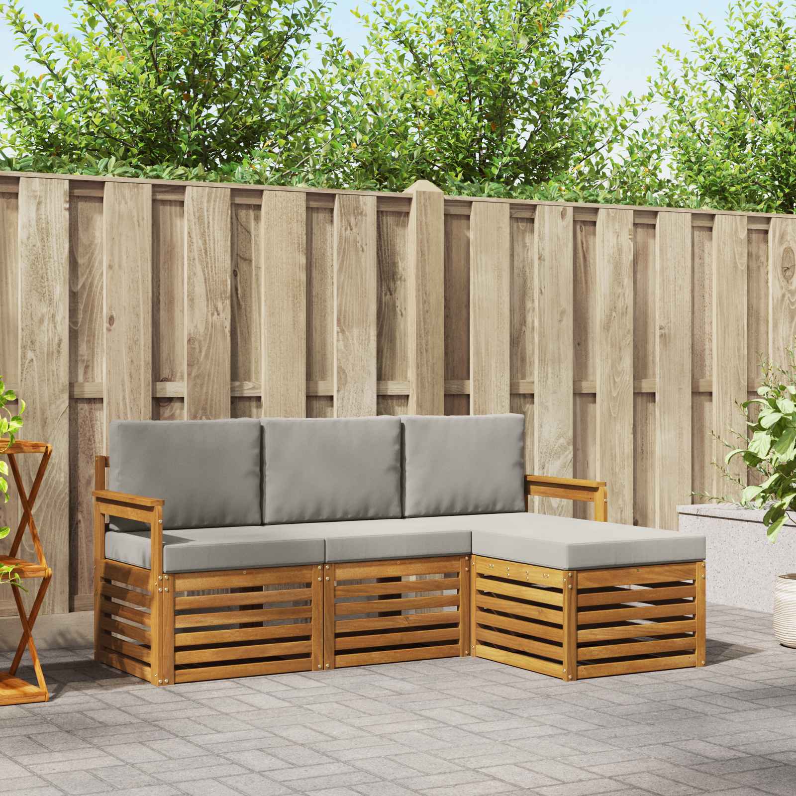 vidaXL Sofa-Sets 4 pcs Naturel Massief Acaciahout