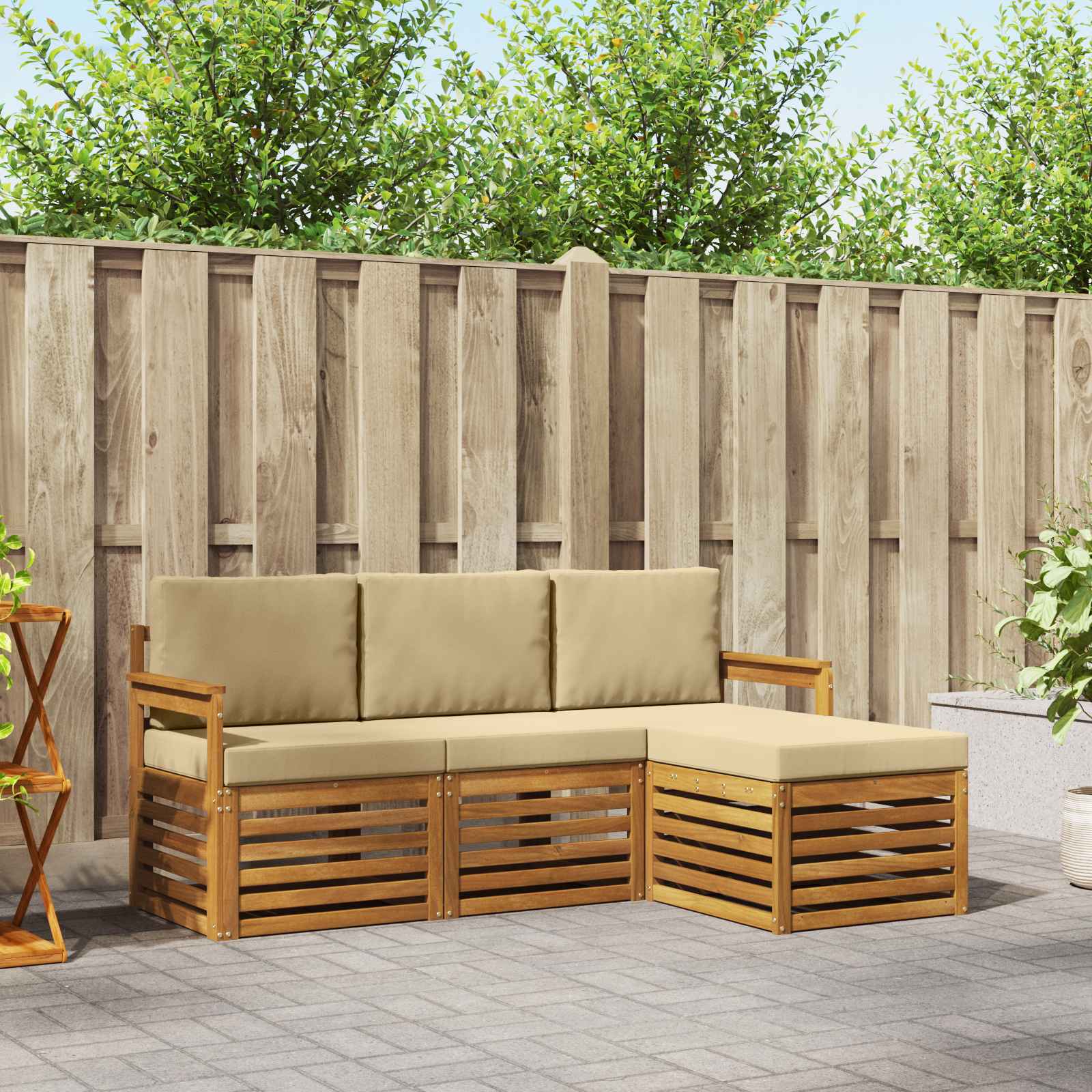 vidaXL Sofa-Sets 4 pcs Naturel Massief Acaciahout
