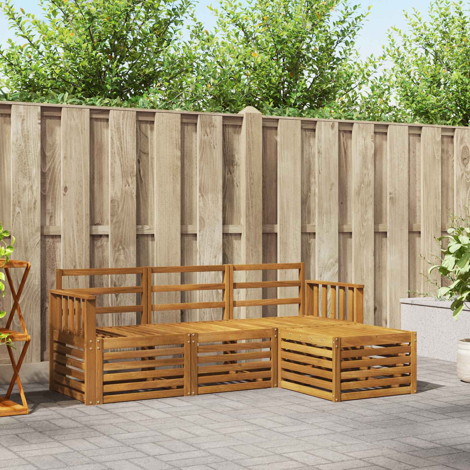 vidaXL Sofa-Sets 4 pcs Naturel Massief Acaciahout