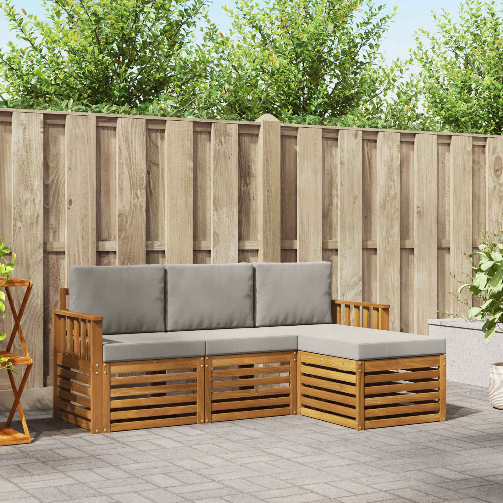 vidaXL Sofa-Sets 4 pcs Naturel Massief Acaciahout