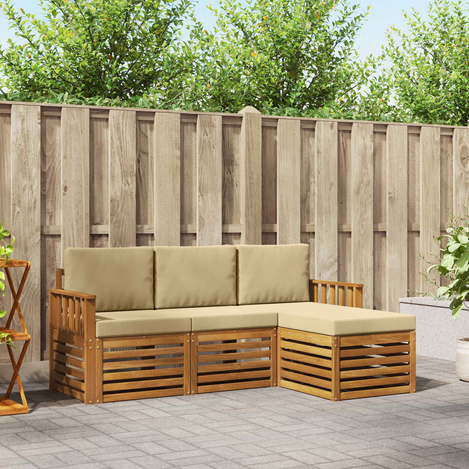 vidaXL Sofa-Sets 4 pcs Naturel Massief Acaciahout
