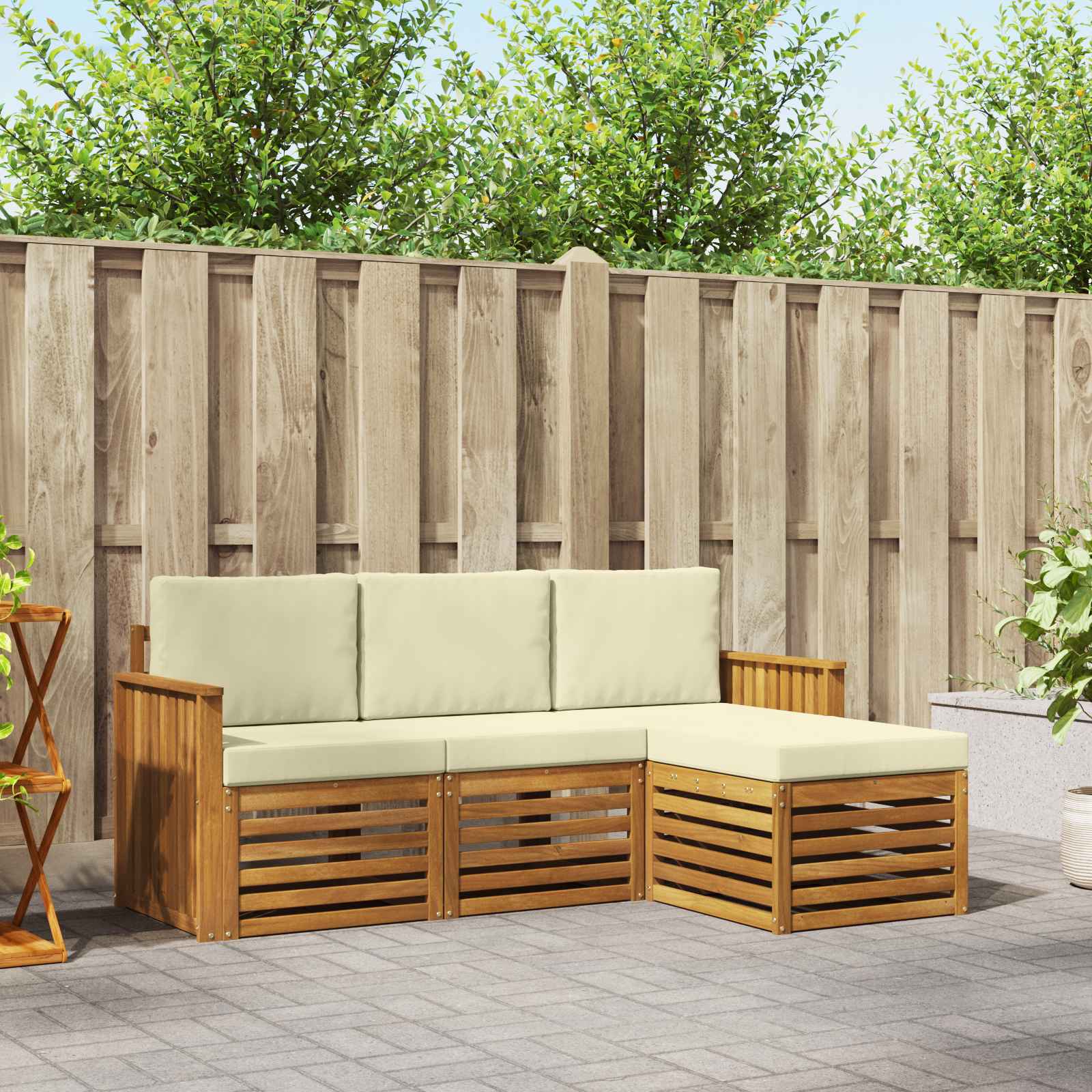 vidaXL Sofa-Sets 4 pcs Naturel Massief Acaciahout