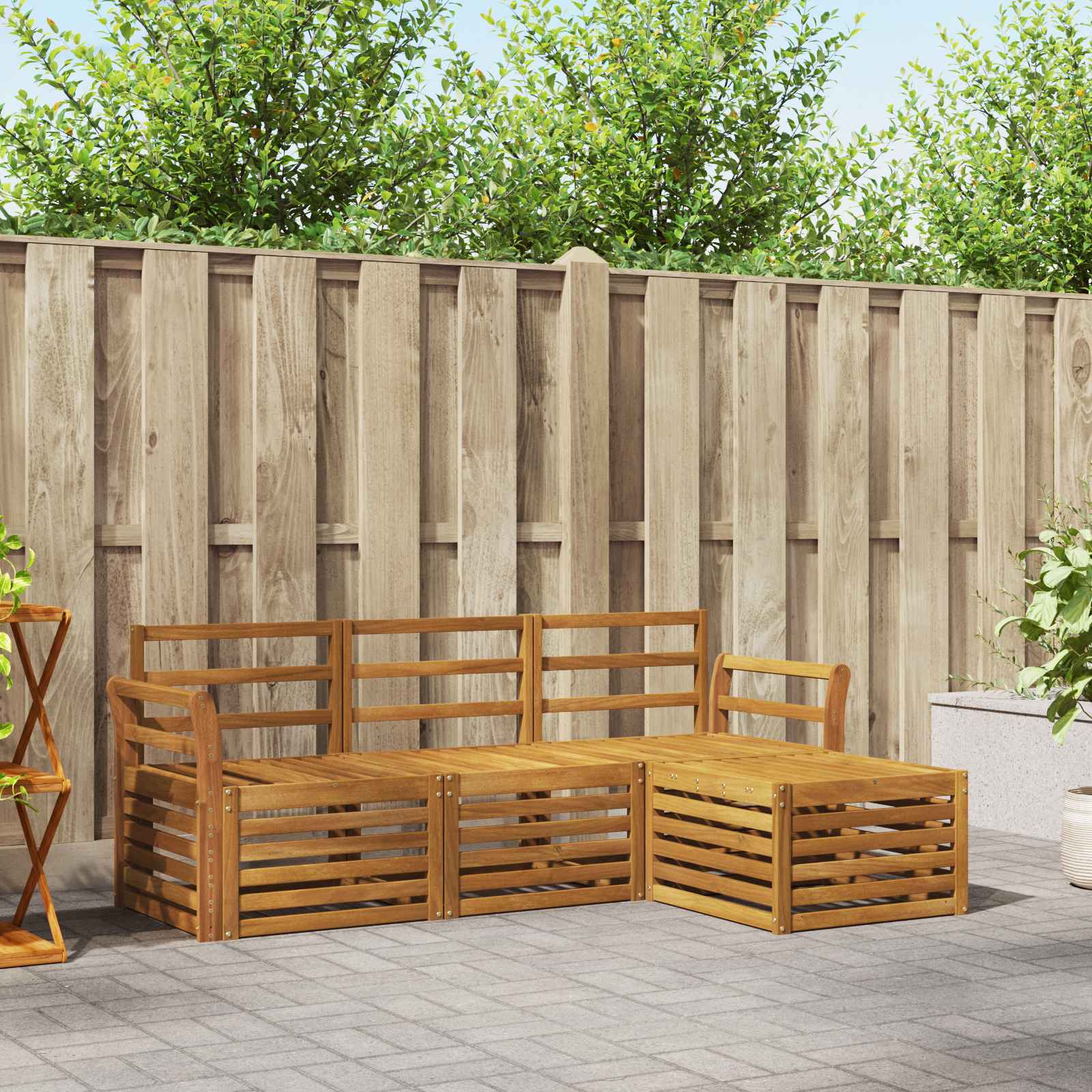 vidaXL Sofa-Sets 4 pcs Naturel Massief Acaciahout