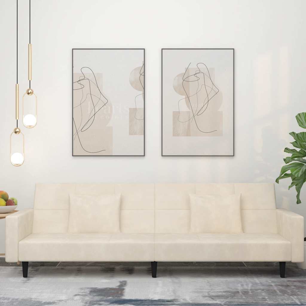 vidaXL Slaapbank 2-zits met 2 kussens fluweel lichtgrijs