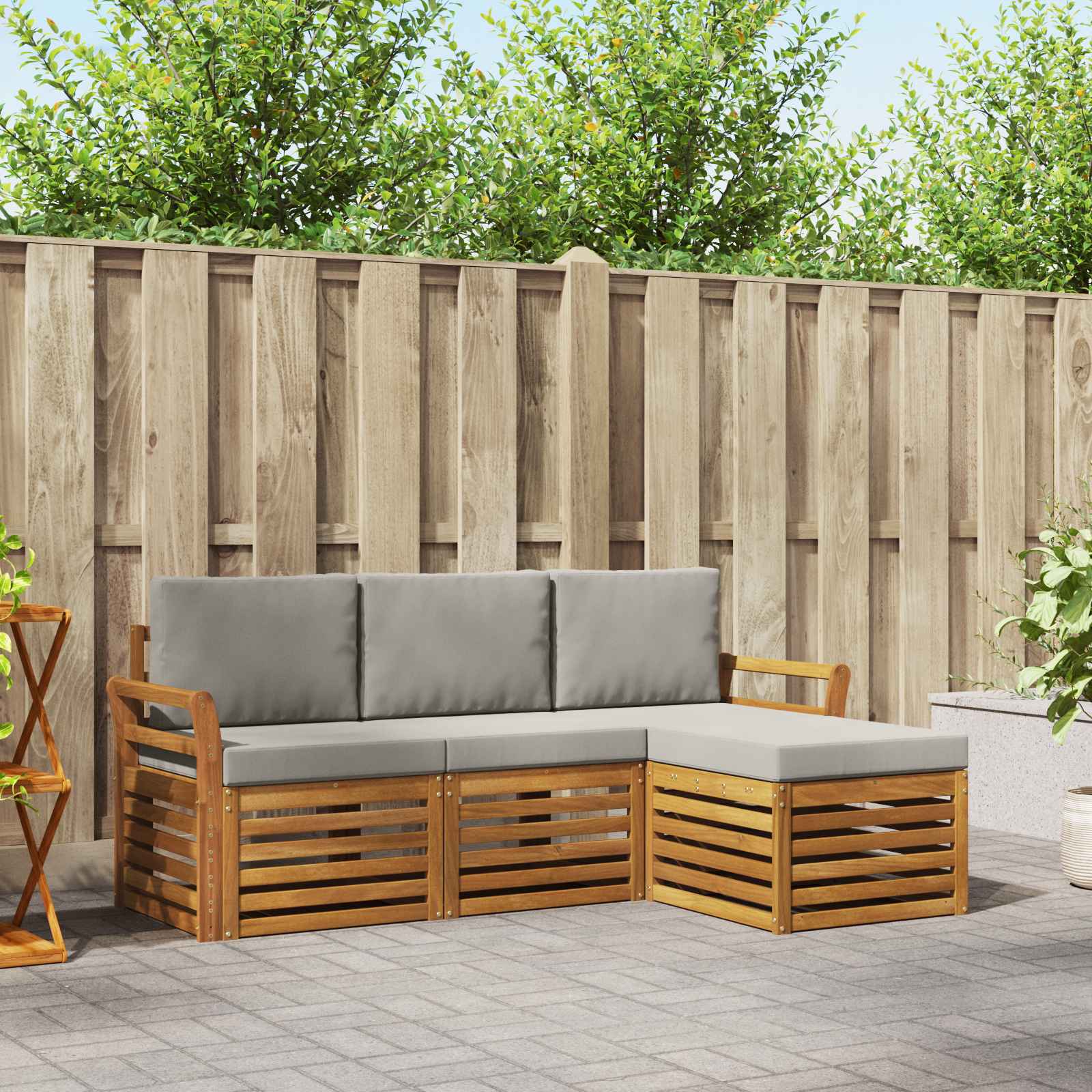 vidaXL Sofa-Sets 4 pcs Naturel Massief Acaciahout