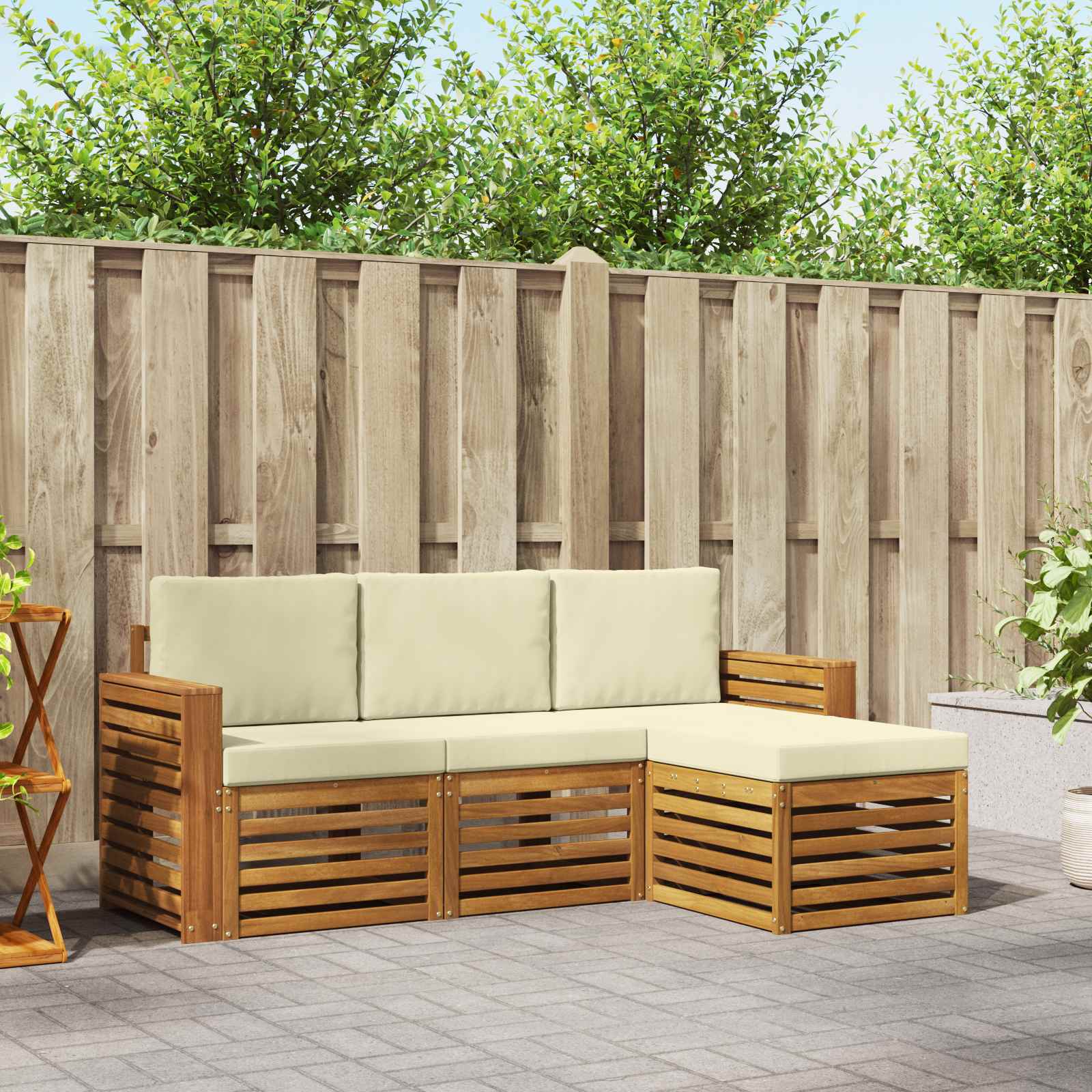 vidaXL Sofa-Sets 4 pcs Naturel Massief Acaciahout
