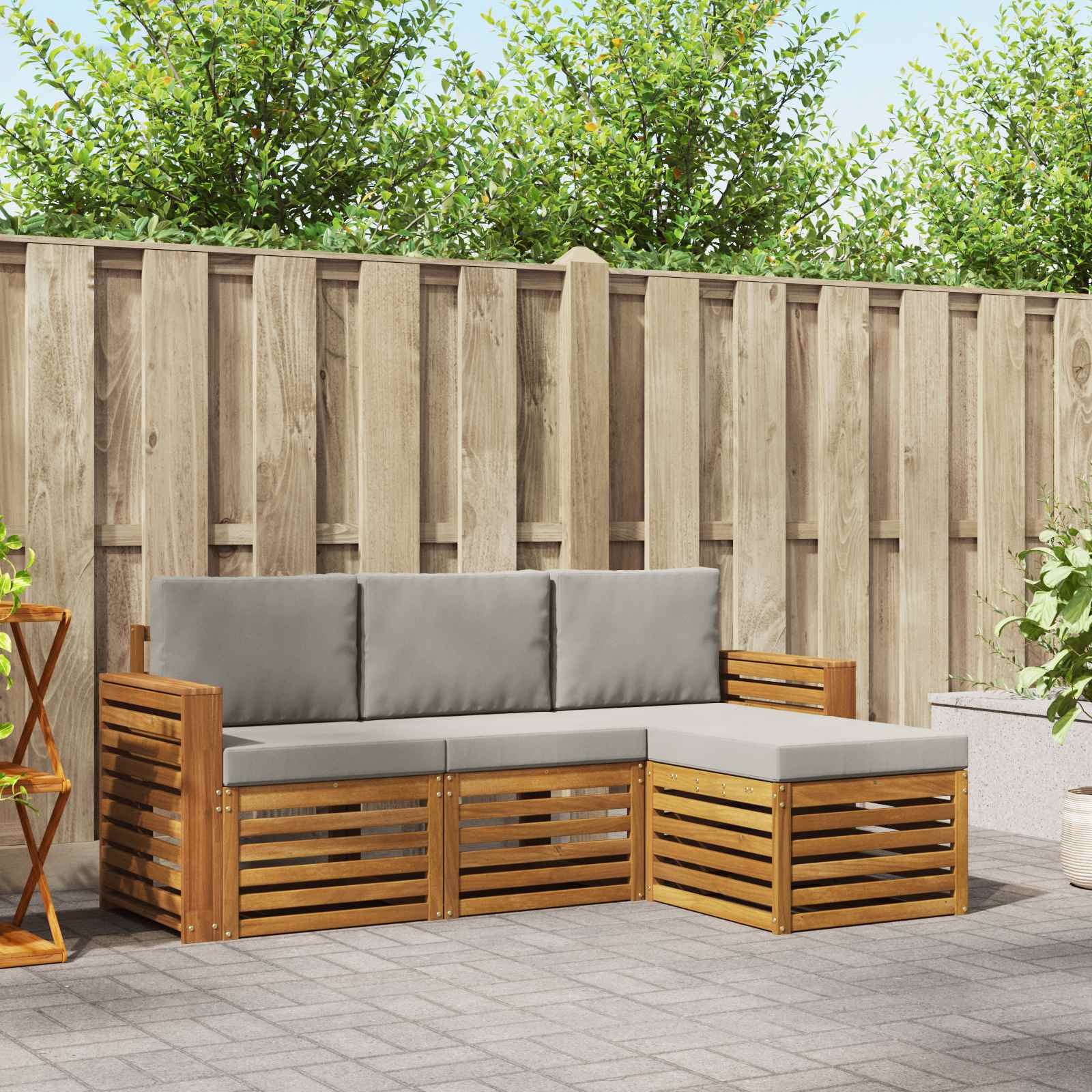 vidaXL Sofa-Sets 4 pcs Naturel Massief Acaciahout
